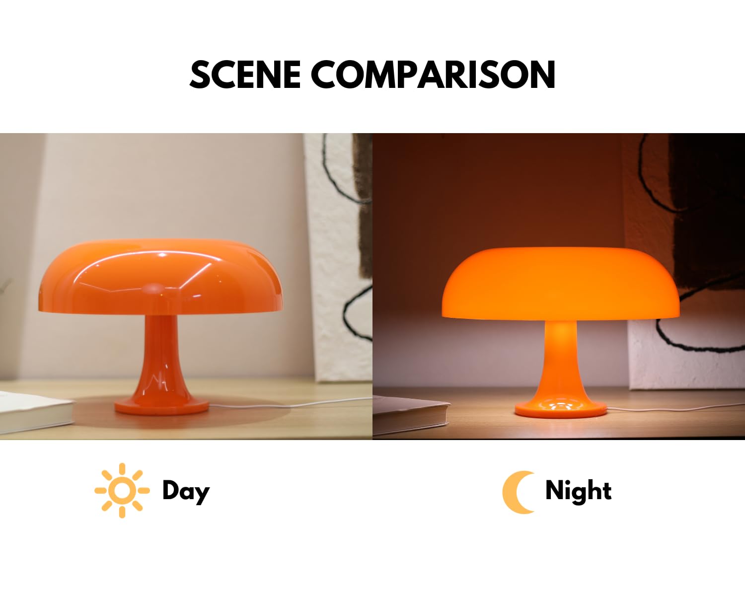 Uehict Orange Mushroom Lamp, Mushroom Shaped Donut Lamp With 3 Lighting Modes, 70S Retro Mid Century Modern Light For Bedroom, Dimmable Funky Unique Light Cool Home Decor Aesthetic