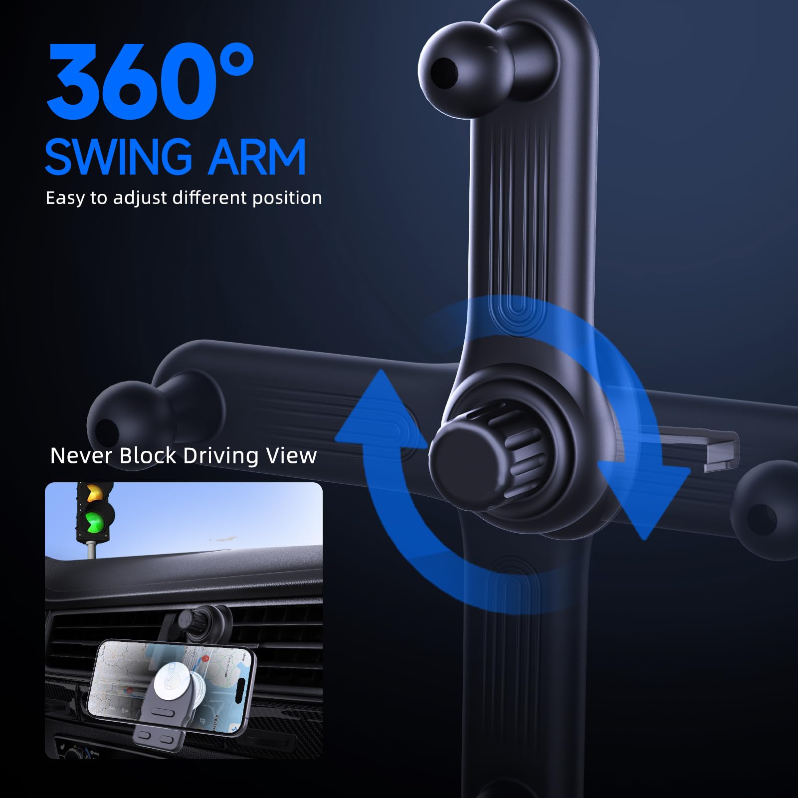 Jcbakc Socket Car Mount For Car Vent [Never Blocking],360° Adjustable Air Vent Mount For Socket Grip，Air Vent Clip Car Phone Holder Fit For Phones With Socket