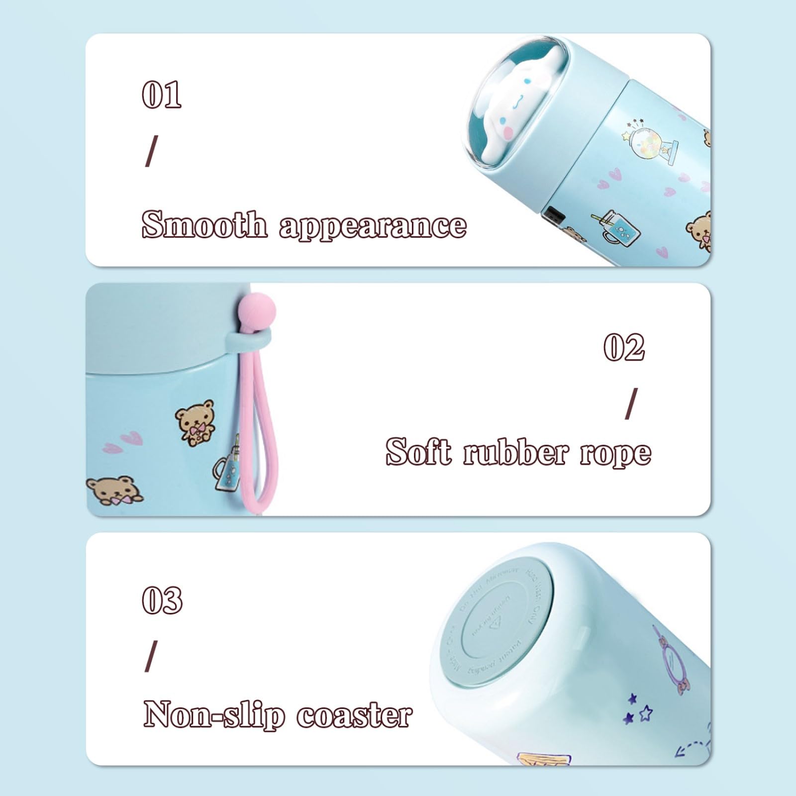 Cartoon Water Bottle Cute Anime Thermos Mug Adorable Insulated Bottle Portable Thermal Travel Mug