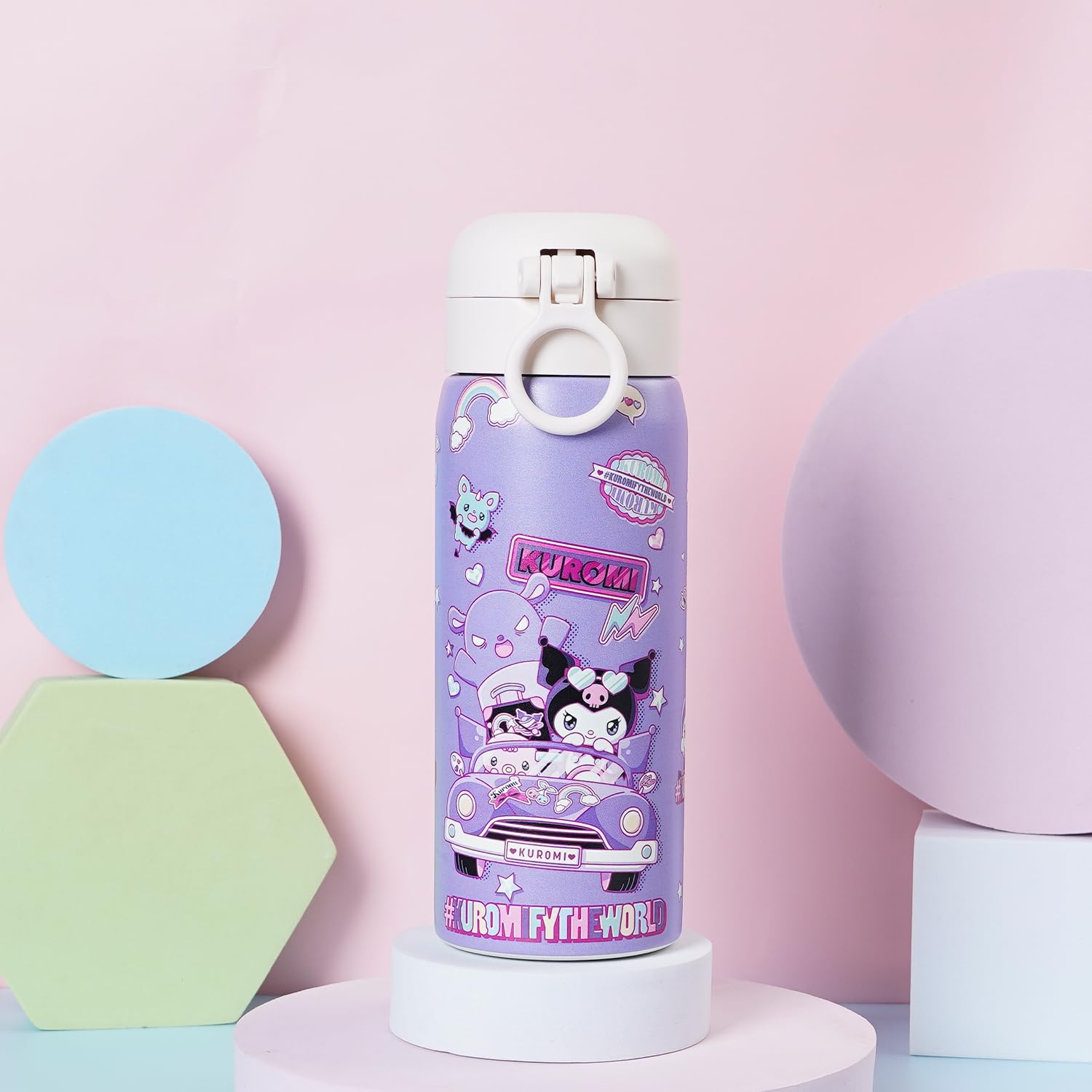Cute Water Bottle, Vacuum Insulated Cartoon Stainless Steel 17Oz Kawaii Cup Thermoses