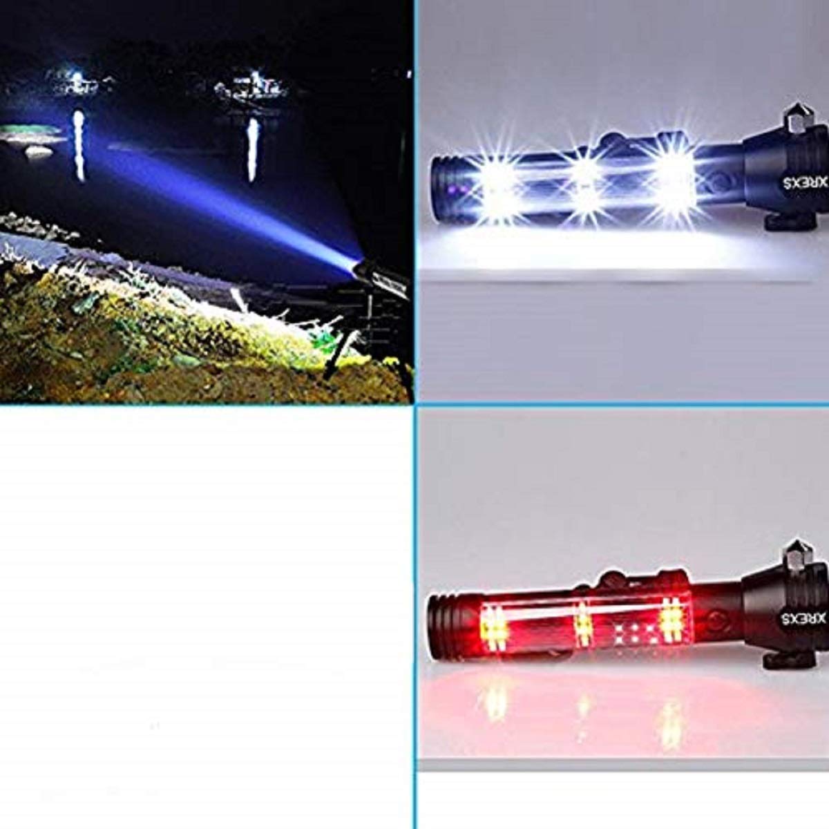 Xrexs Solar Powered Led Car Flashlight Multi-Function Solar Escape Rescue Flashlight, Usb Charger And Solar Charger, Portable Flashlight For Hiking, Camping, Traveling