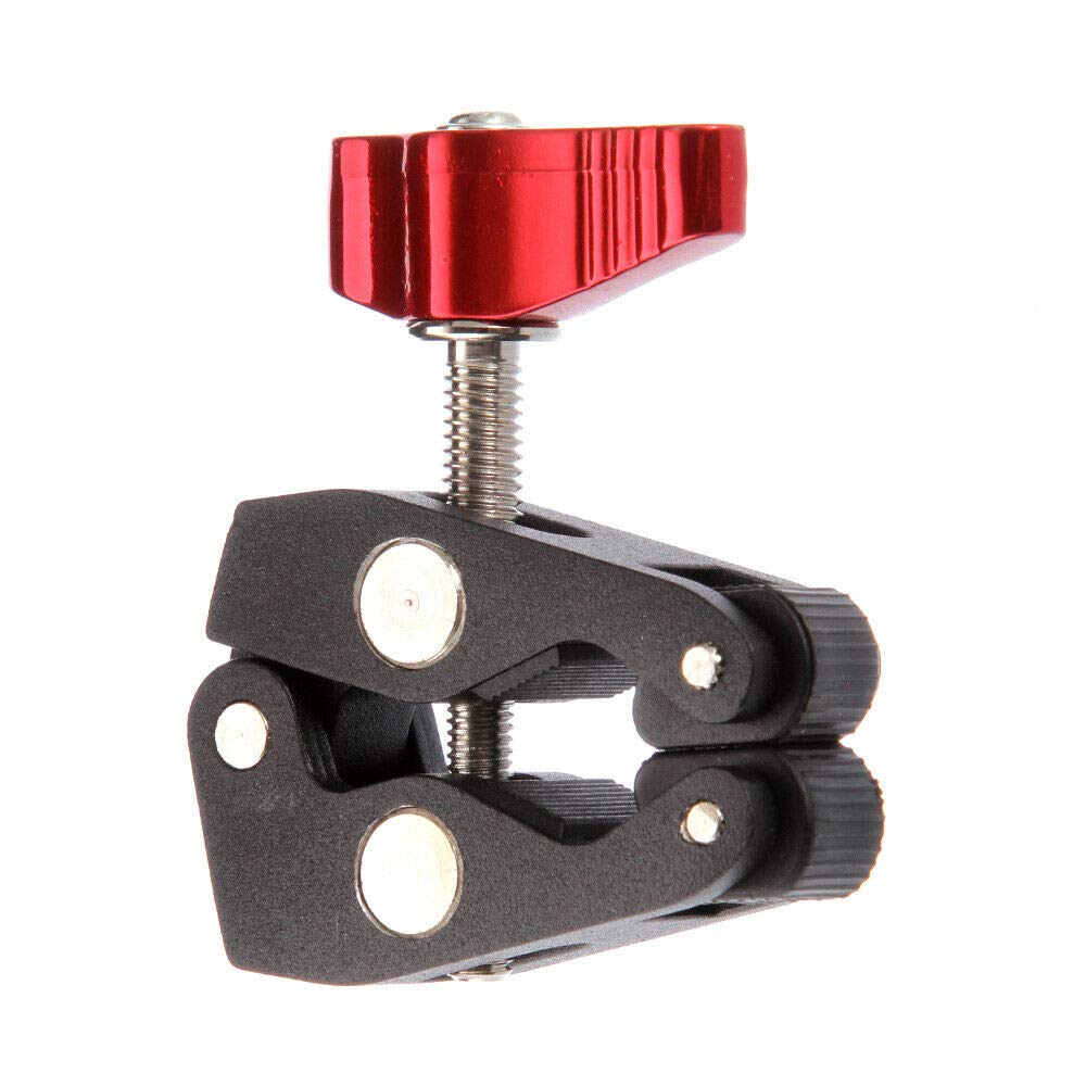 Focusfoto Articulated Magic Arm Crab Claw Super Clamp Clip Holder With 1/4" 3/8" Mount For Studio Flash Light Dslr Camera Tripod Monopod Monitor Video Led Light (Black & Red)