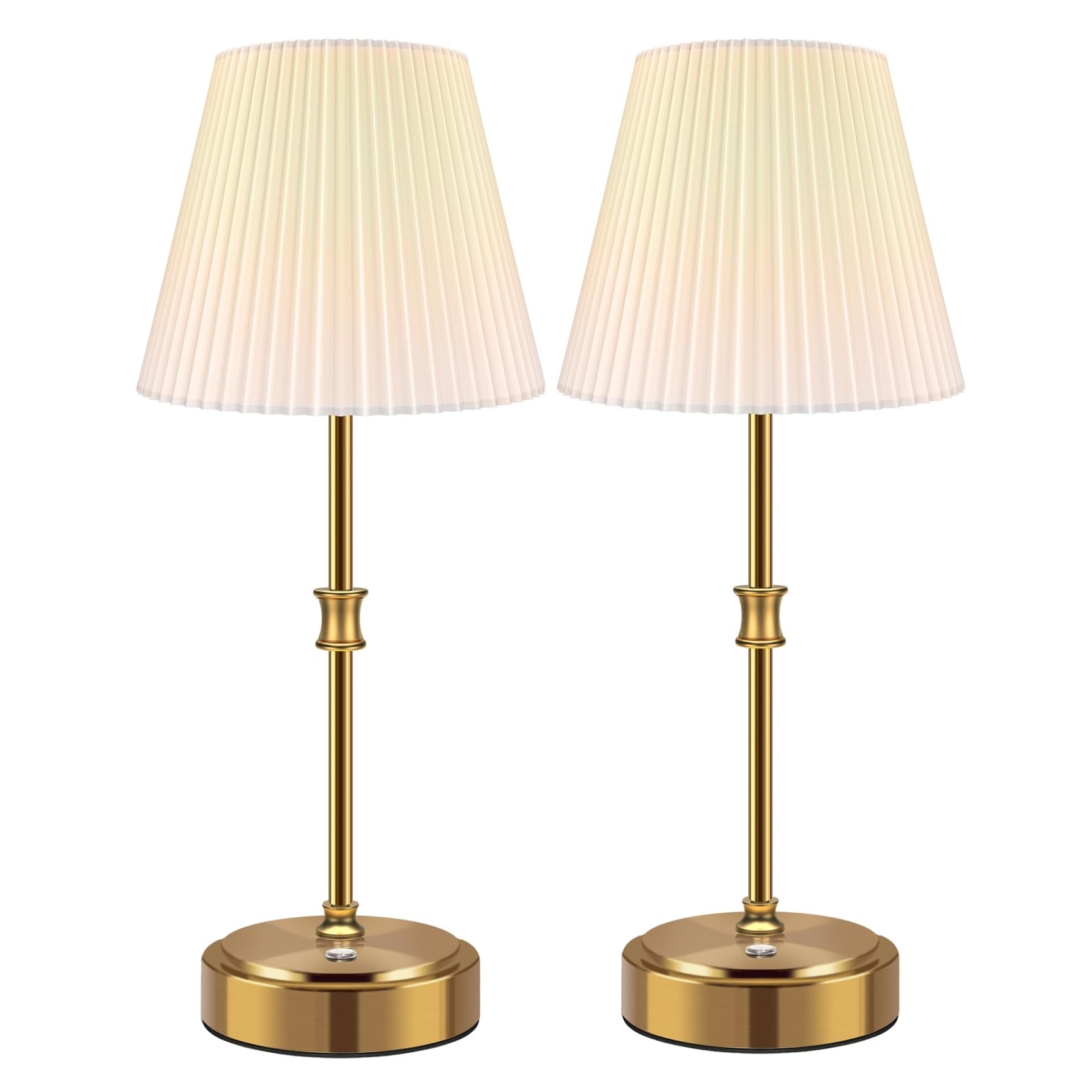 Hugchg Touch Control Cordless Table Lamp, 5000Mah Battery Powered,Bedside Night Lamp With Stepless Dimming, Portable Table Lamp For Bedroom,Restaurants,Offices,Cafe,Gold,2 Pack