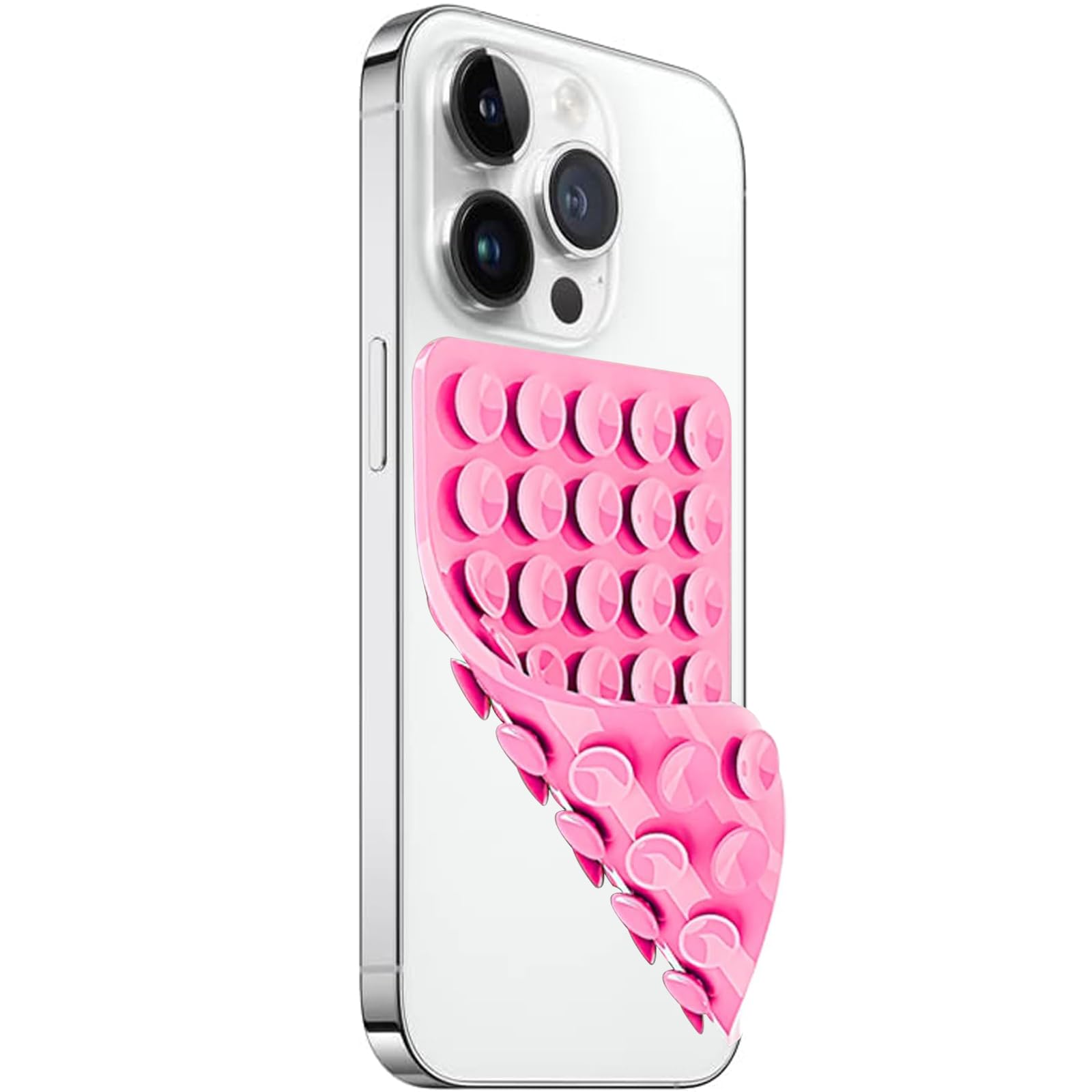 Lvshuliangpin 1 Pack Silicone Suction Cup Phone Case Mount Double Sided, Hands- Strong Grip Silicon Phone Holder For Selfies And Videos, Non Slip Phone Accessories (Pink)