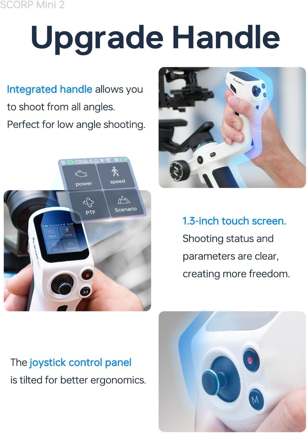 Feiyutech Scorp Mini 2 [Official] Gimbal Stabilizer With 3 Axis, All In One Gimbal For Mirrorless Cameras,Smartphone,Action Cameras,Built-In Ai Tracker,Vertical Quick Release Plate,Black