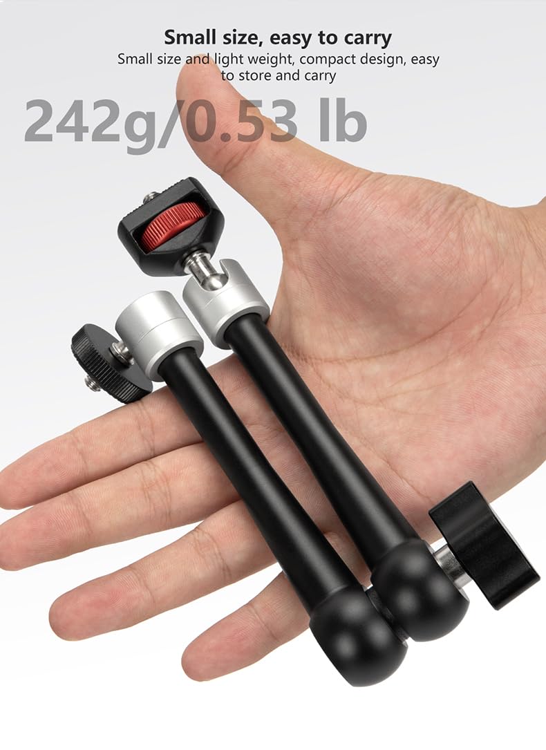 Reflex Camera 11” Articulating Magic Arm 360° Rotation - Camera Monitor Mount With 1/4” & 3/8" Mount Screw, Fully Adjustable - 2Kg Load - Friction Arm For Led Lights, Dslr, Monitors & Microphones