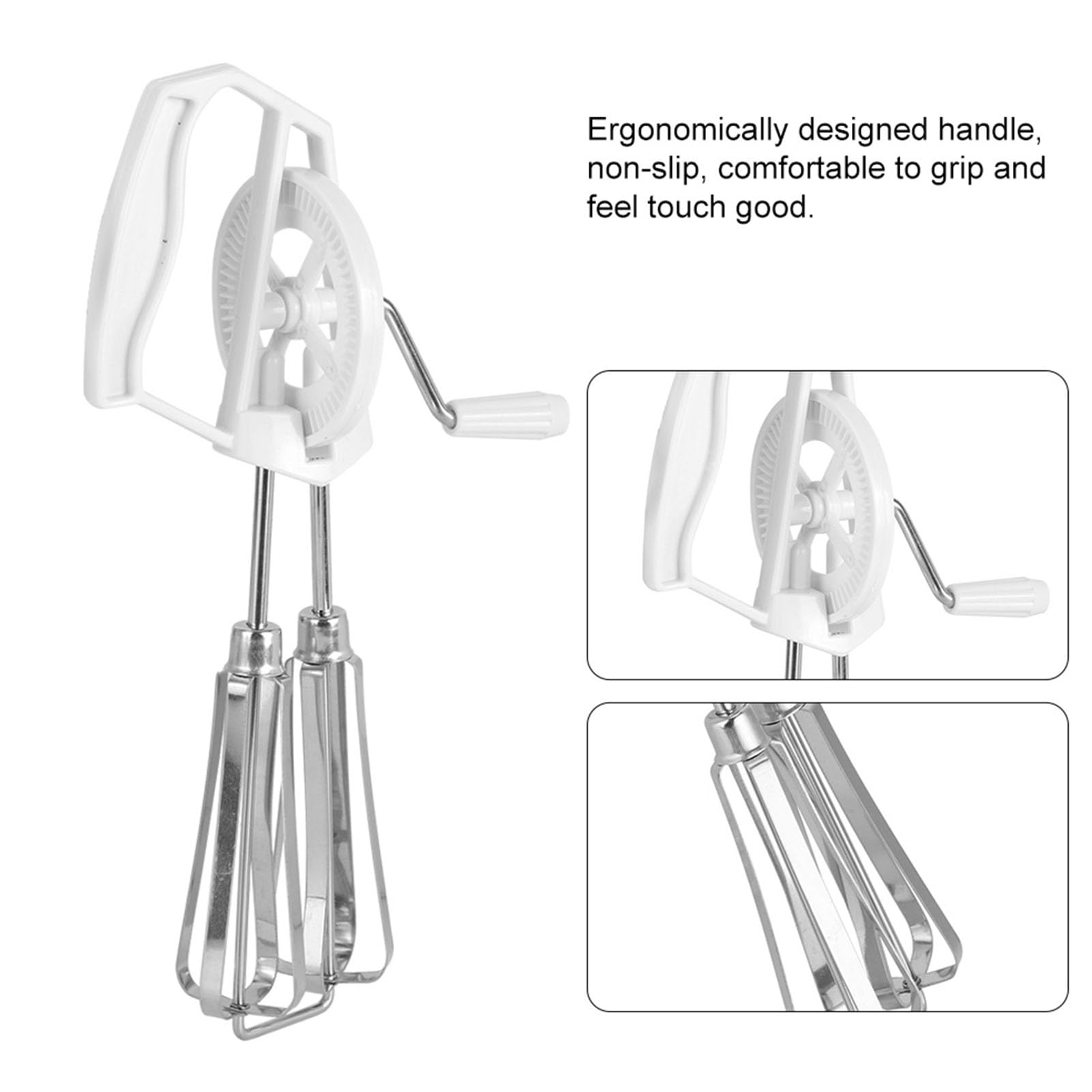 Dmlengoin Stainless Steel Handheld Manual Egg Blender Mixer Beater Home Kitchen Cooking Tool