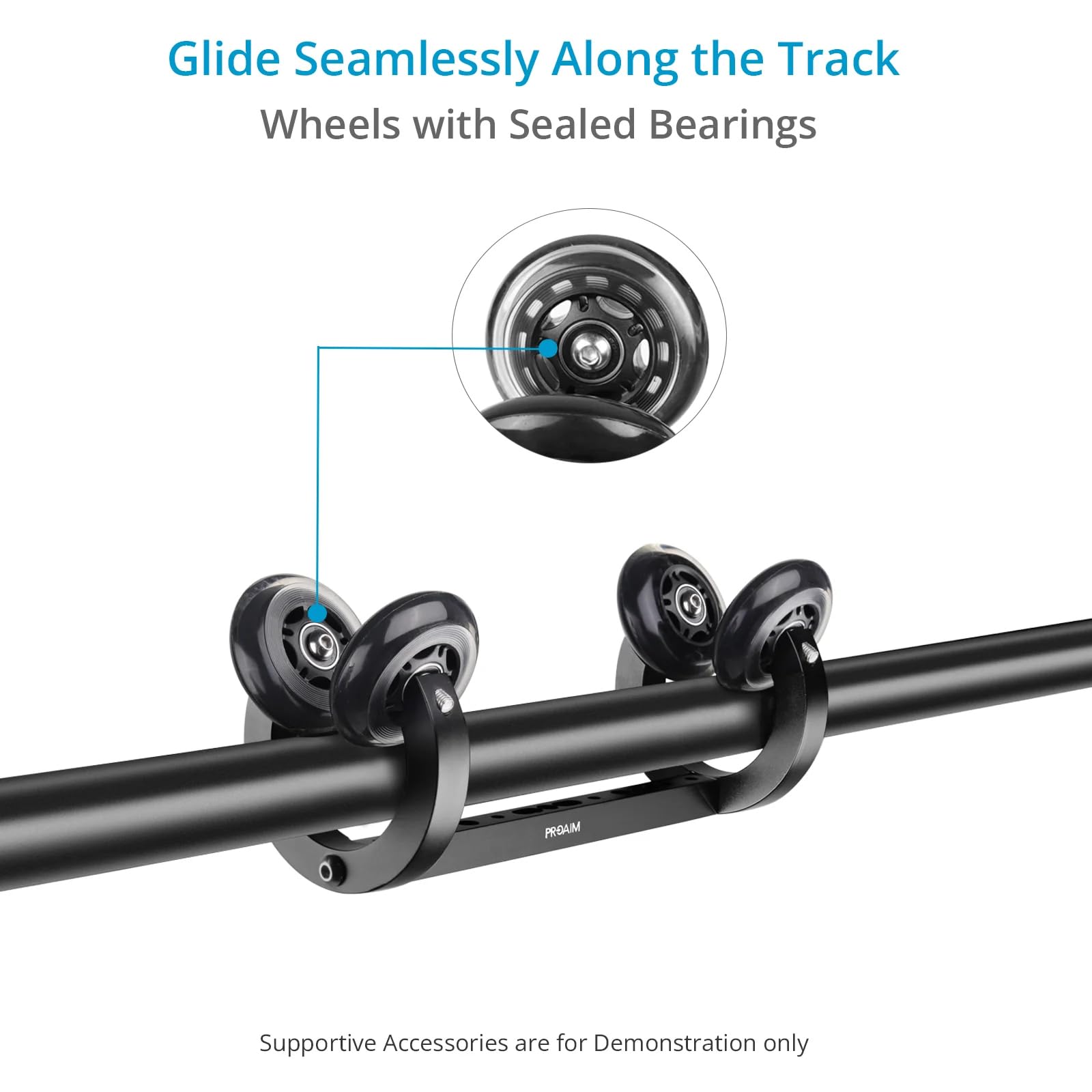 Proaim Polaris - Monorail Camera Slider Dolly With 2 X Pipe Clamps. Overhead Gimbal Rig. Fits Ø 38-48Mm Speed Rails. Payload: 30Kg/66Lb. Clamps To Baby/Junior Light Stands (P-Mnrl-01)