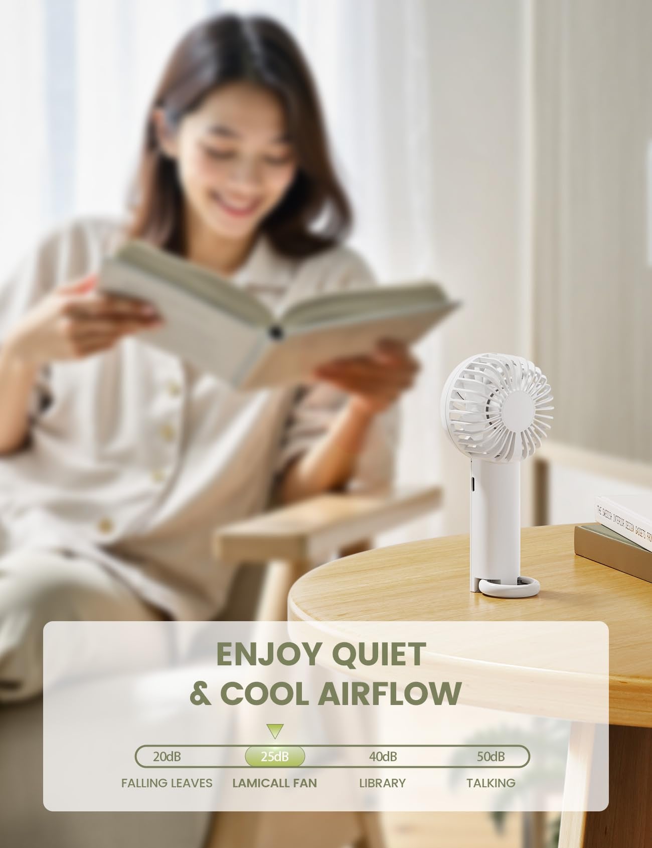 Lamicall Mini Portable Handheld Fan, Lightweight Usb Rechargeable Battery Personal Fan, 3 Speed Wind