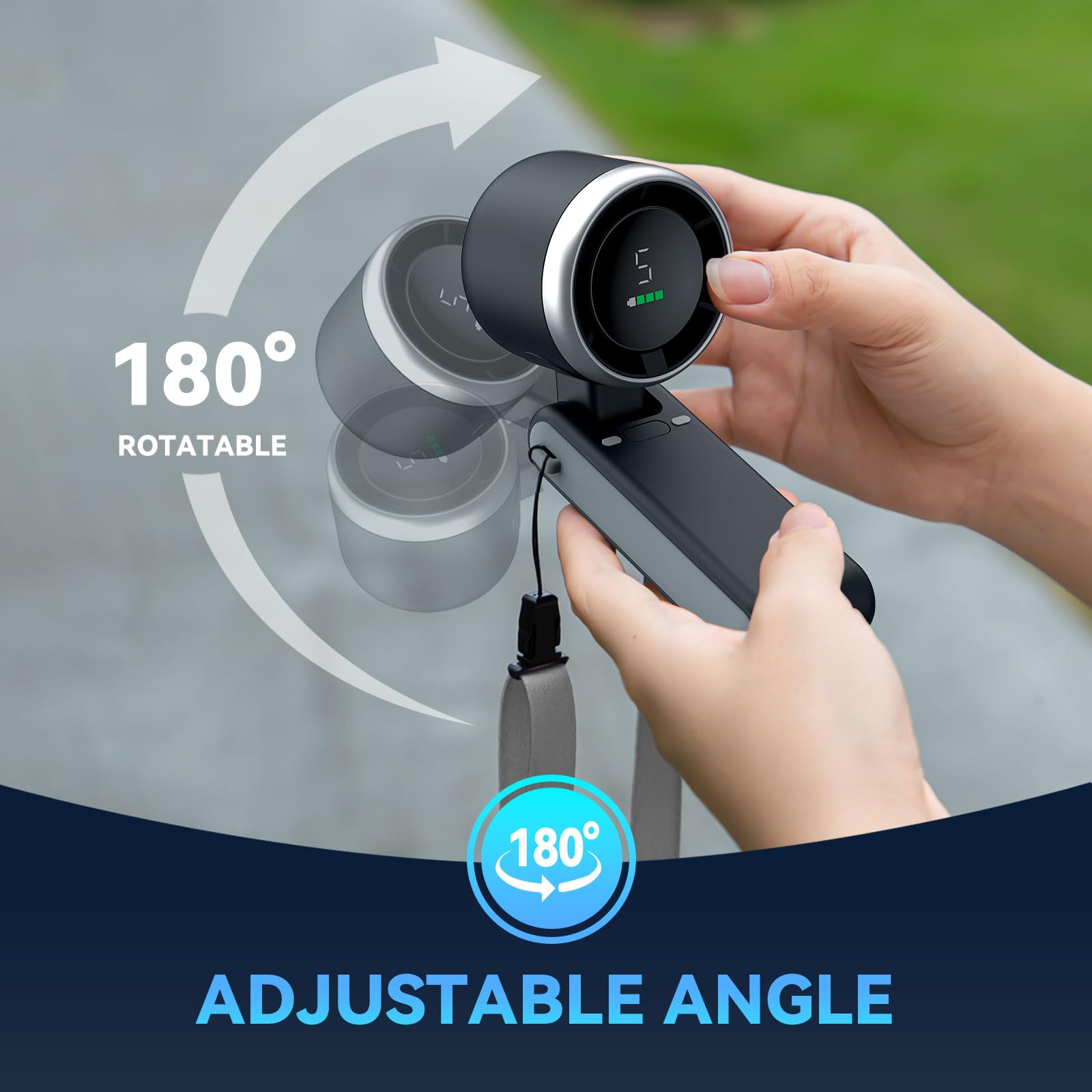 Portable Handheld Turbo Fan, 5 Gear Wind, Battery Operated, Up To 20 Working Hours, 3 In 1 Hand Fan