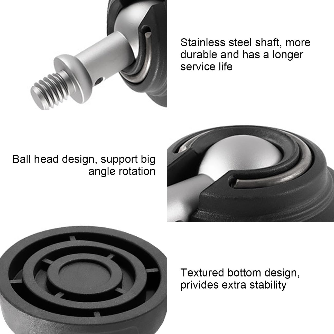 Elictech Anti-Slip Rubber Tripod Foot Pad Spikes Compatible With 3/8 Inch 50Mm Diameter Thread Tripod Feet Protector Replacement 360° Rotating Rubber Cap For Metal Spike Feet