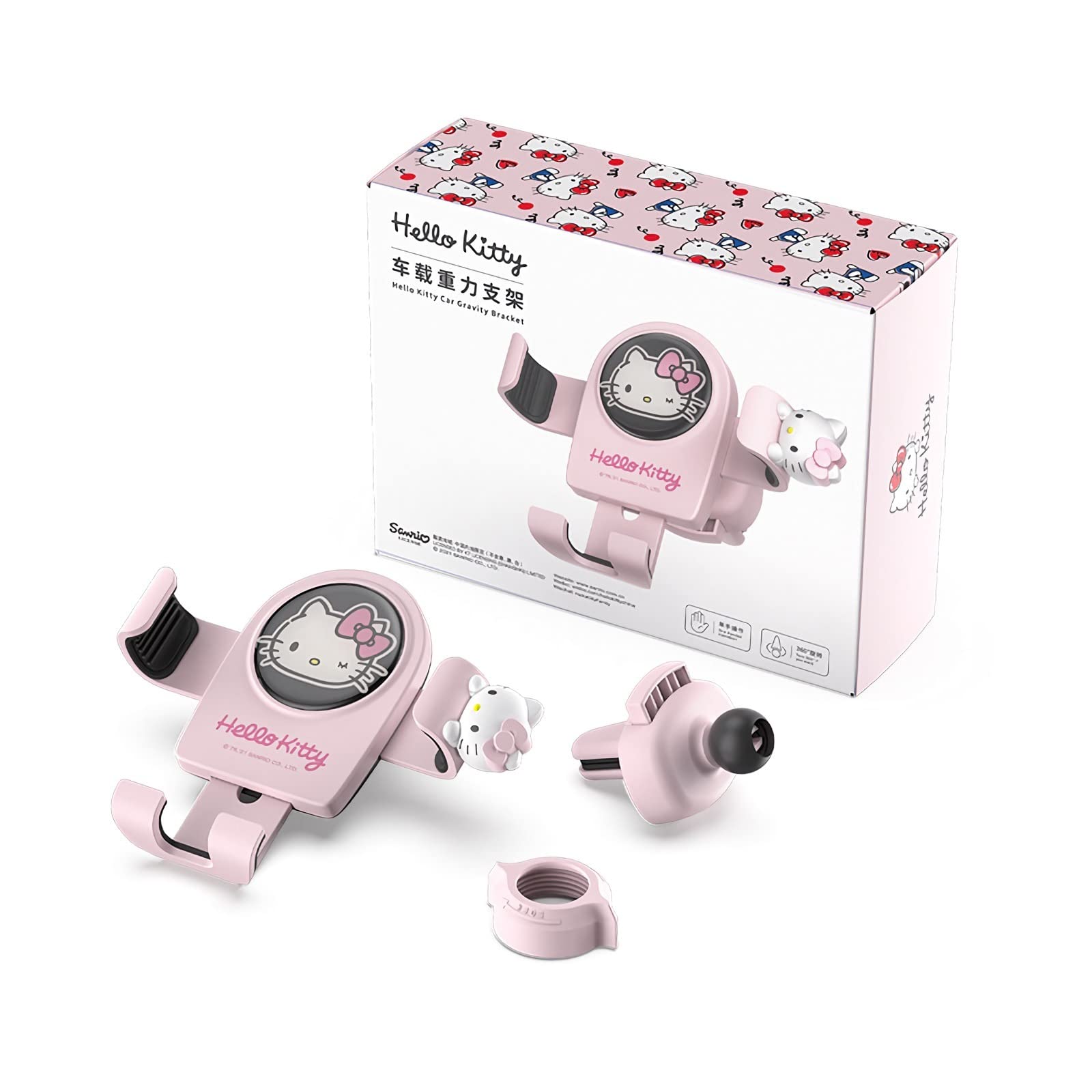 Wieezn Cute Phone Mount For Car, Pink Cat Air Vent Clip Car Phone Holder Mount Fit For All Cell Phone, Pretty Car Accessories For Women And Girls