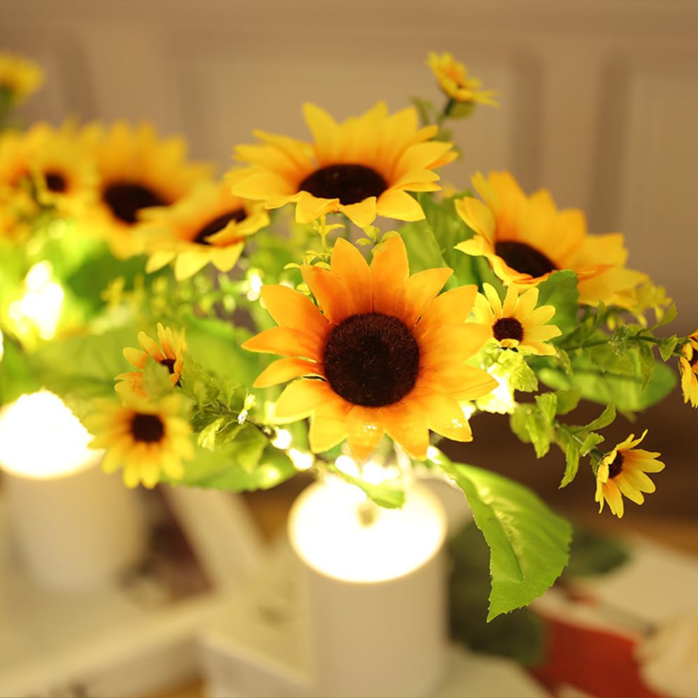 Lifenanny Sunflower Lamp, Battery Operated Artificial Sunflower Led Night Light Flower Table Lamp For Mother'S Day Birthday , Office Desk, Home Bedroom, Bedside Decoration