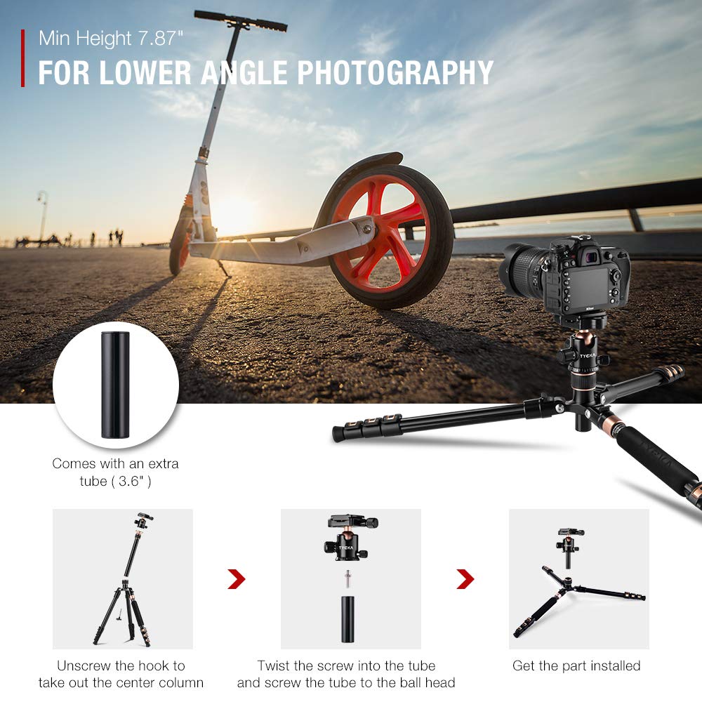 Tycka Rangers 56” Compact Travel Tripod, Lightweight Aluminum Camera Tripod For Dslr Camera With 360° Panorama Ball Head And Carry Bag