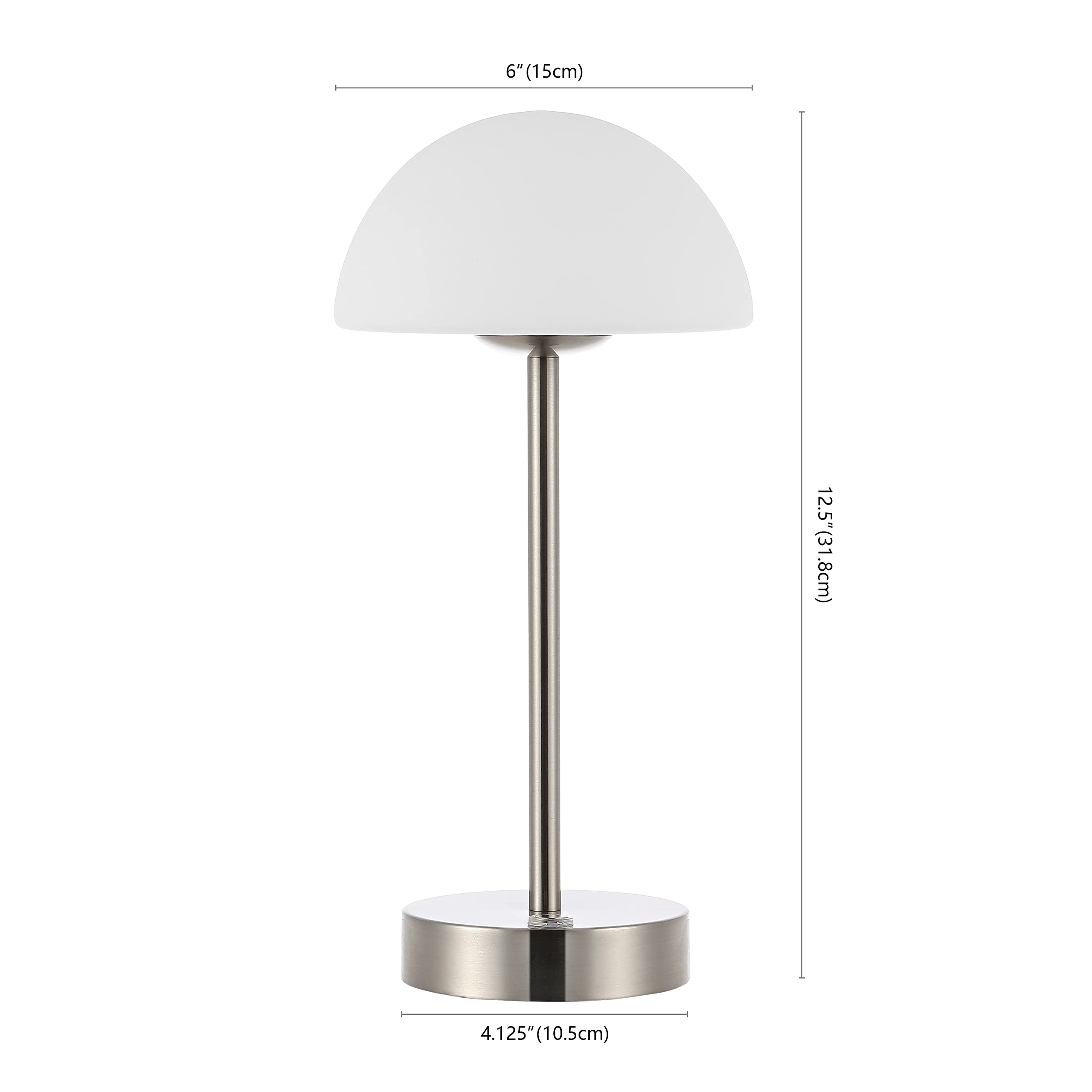 Jonathan Y Jyl7109A Xavier 12.5" Modern Minimalist Iron Rechargeable Integrated Led Table Lamp Contemporary Bedside Desk Nightstand Lamp For Bedroom Living Room Office, Nickel/White