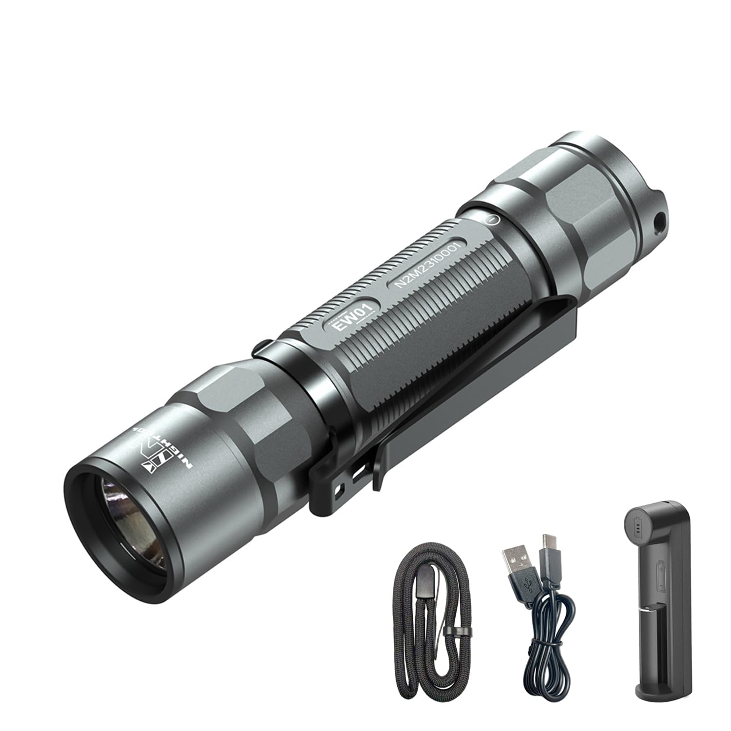Innightool Ew01 Waterproof Aa Edc Flashlight Small Pocket Work Light Rechargeable 90+ Cri 700 Lumens High Brightness For Daily, Emergency (Gray)