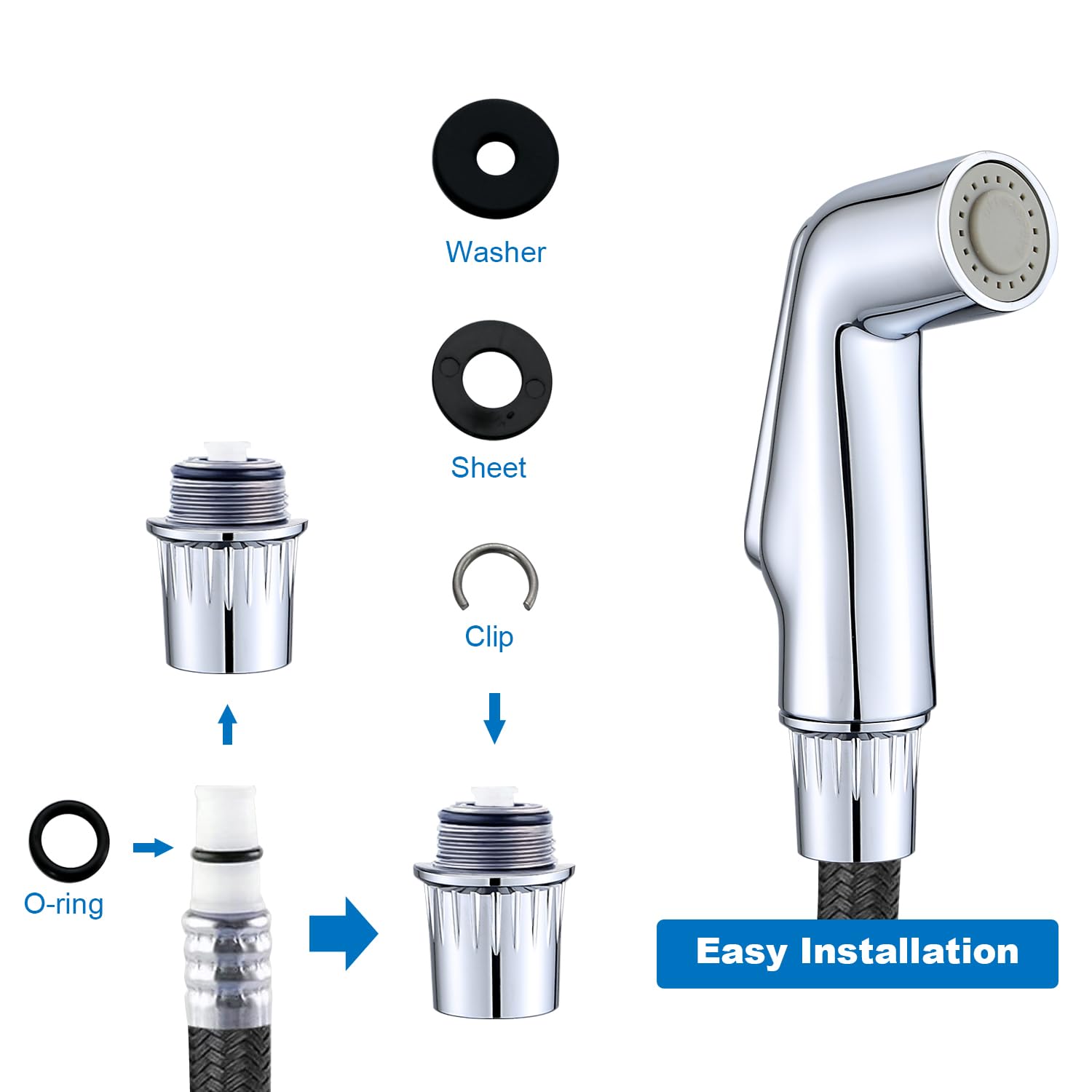 Timewill Kitchen Sink Side Sprayer Head Replacement Universal Fit Sink Spray Attachment, Kitchen Sink Faucet Replacement Parts, Chrome Finish