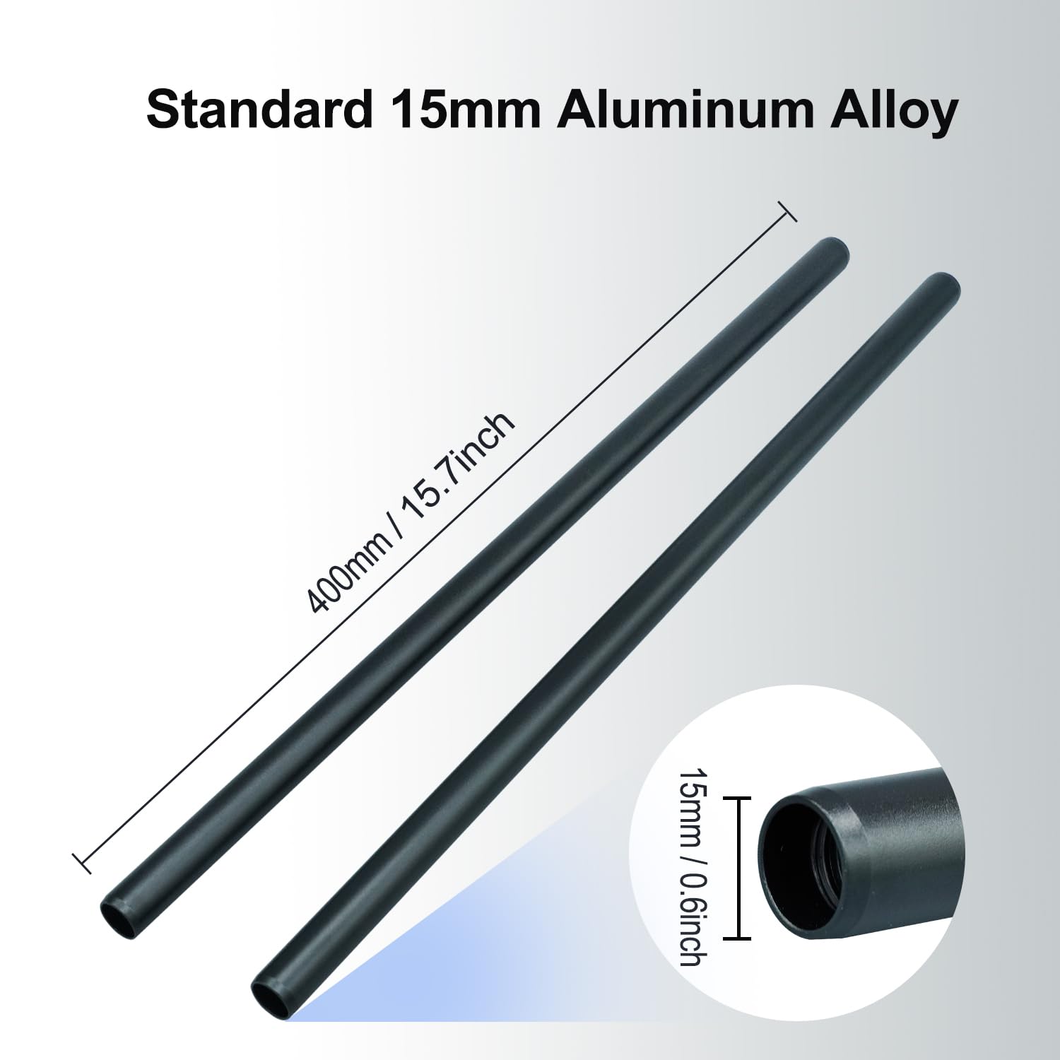 Anntery 15Mm Camera Rods Aluminum Alloy 16Inch Black Rail Rod 400Mm Pack Of 2- (A014-16 Rod-400Mm)