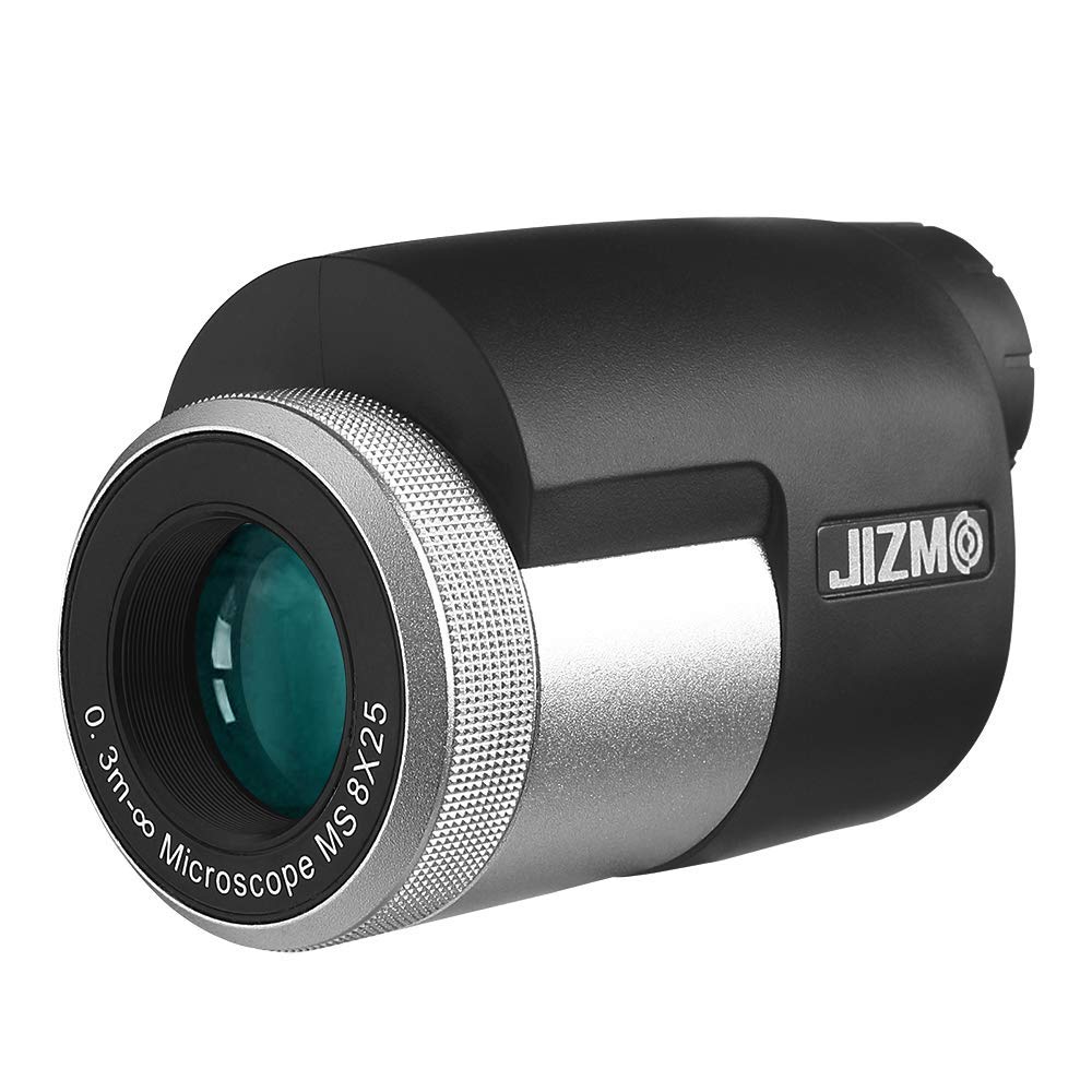 Jizmo 8X25 High Definition Monocular Telescope, Close Focus 1 Ft, Fully Multi Coated Optical Lens Bak4 Prism, Mens  Wide View Monocular For Bird Watching Travel Sports Events