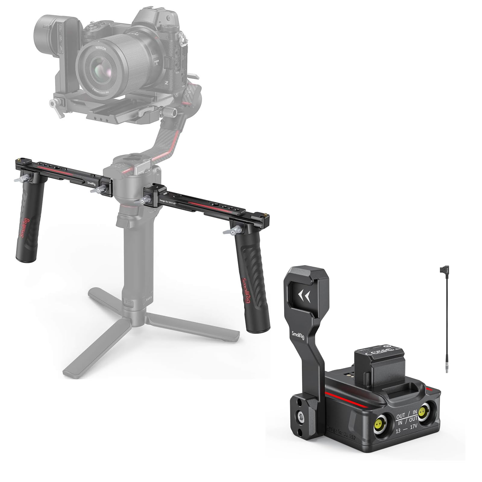 Smallrig Dual Handle Handgrip For Dji Rs 4 /Rs 4 Pro/Rs 3 / Rs 3 Pro/Rs 2 / Rsc 2 Gimbal + Power Supply Base Plate For Dji Rs 2 / Rs 3 Pro/Rs 4 Pro Gimbal
