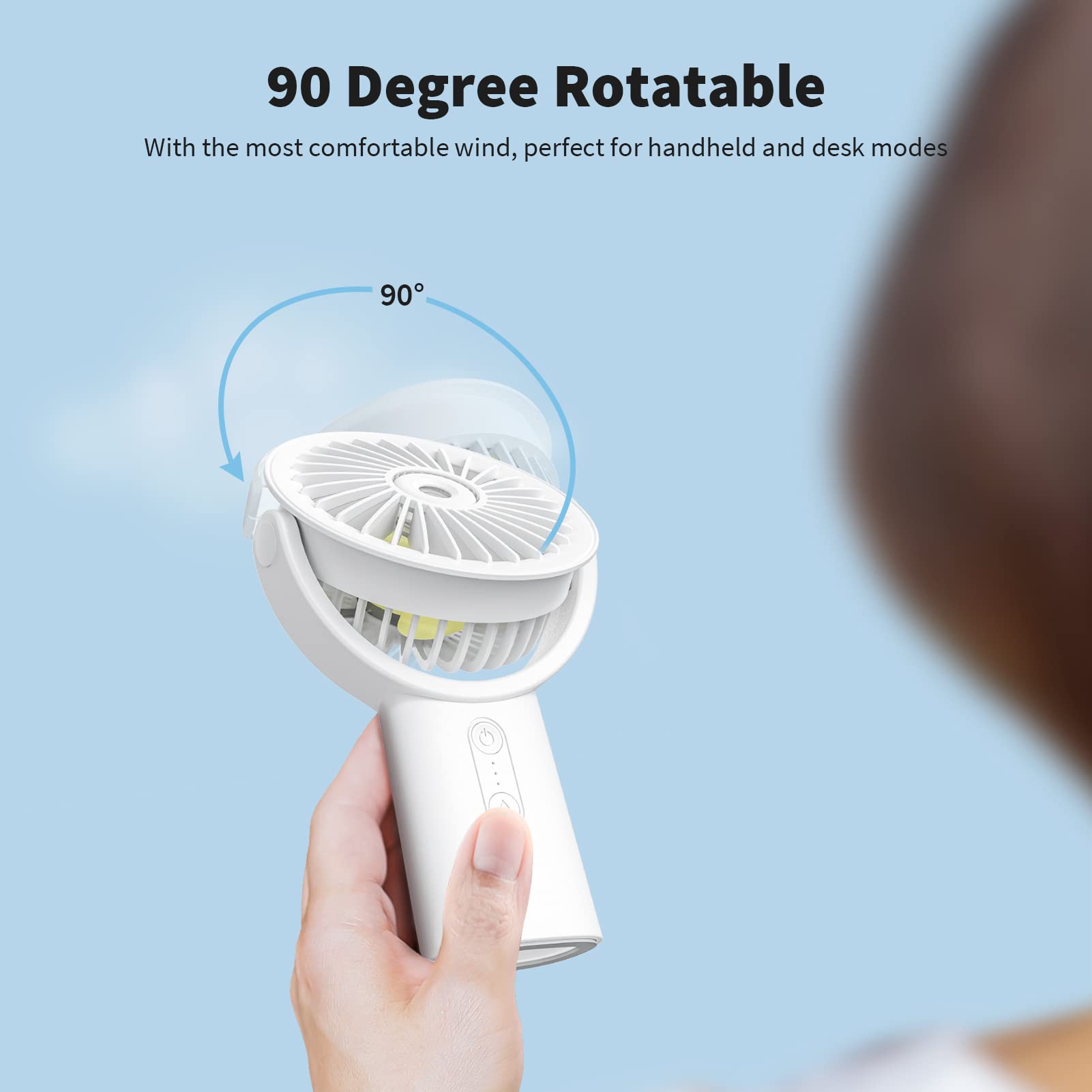 Otlonpe Misting Fan Portable Fan With Mist, 4000 Mah Rechargeable Handheld Fan Battery Operated