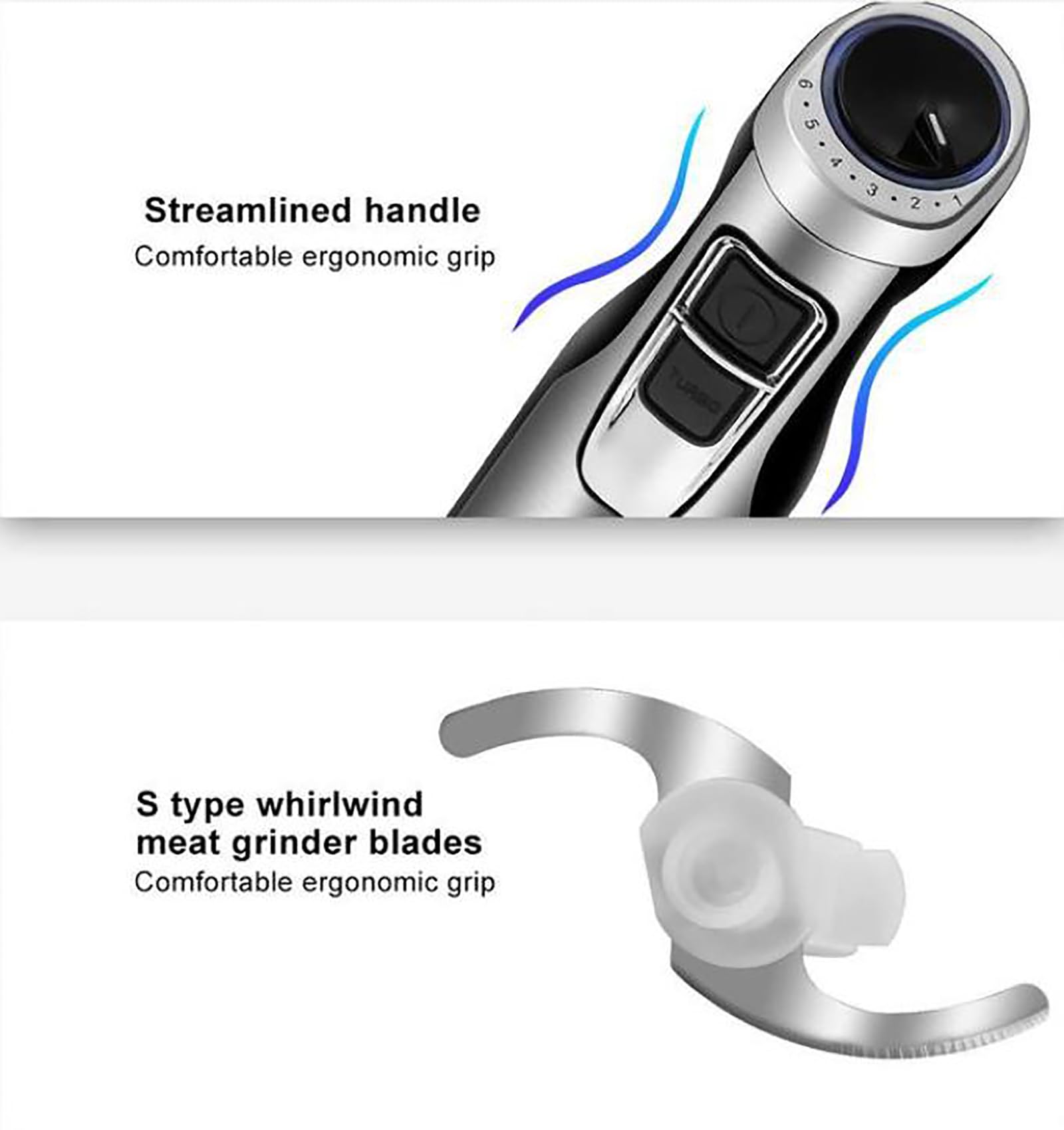 Ericat Cordless Immersion Mixer, Handheld Immersion Blender With 500Ml Mixing Beaker, 1200W Strong Power And 6 Gear Speed Adjustable, Detachable Design And Easy To Cleaning, For Make Shakes, Smoothies