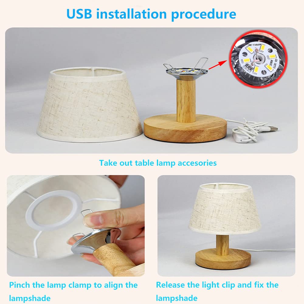 Ykcgg Small Table Lamp,Bedside Table Lamp,Wooden Bedside Lamp Simple Bedroom Lamp Linen Shade Mini Desk Lamp Night Light Nightstand Lamp For Bedroom,Living Room,Kids Room