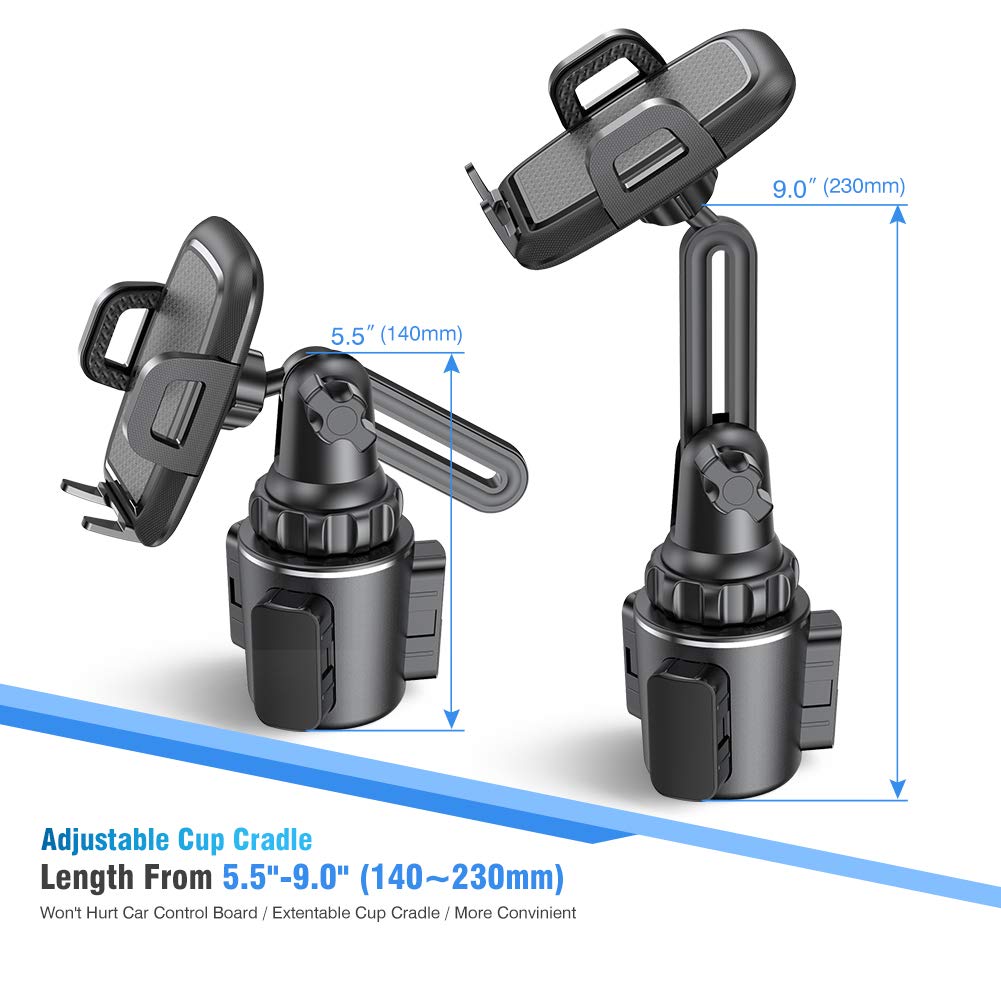 Miracase Cup Holder Phone Mount For Car, Universal Phone Holders For Your Car, Long Neck Adjustable Car Cup Cell Phone Mount For Iphone Samsung Google And All 4.0-7.0 Inches Smartphones