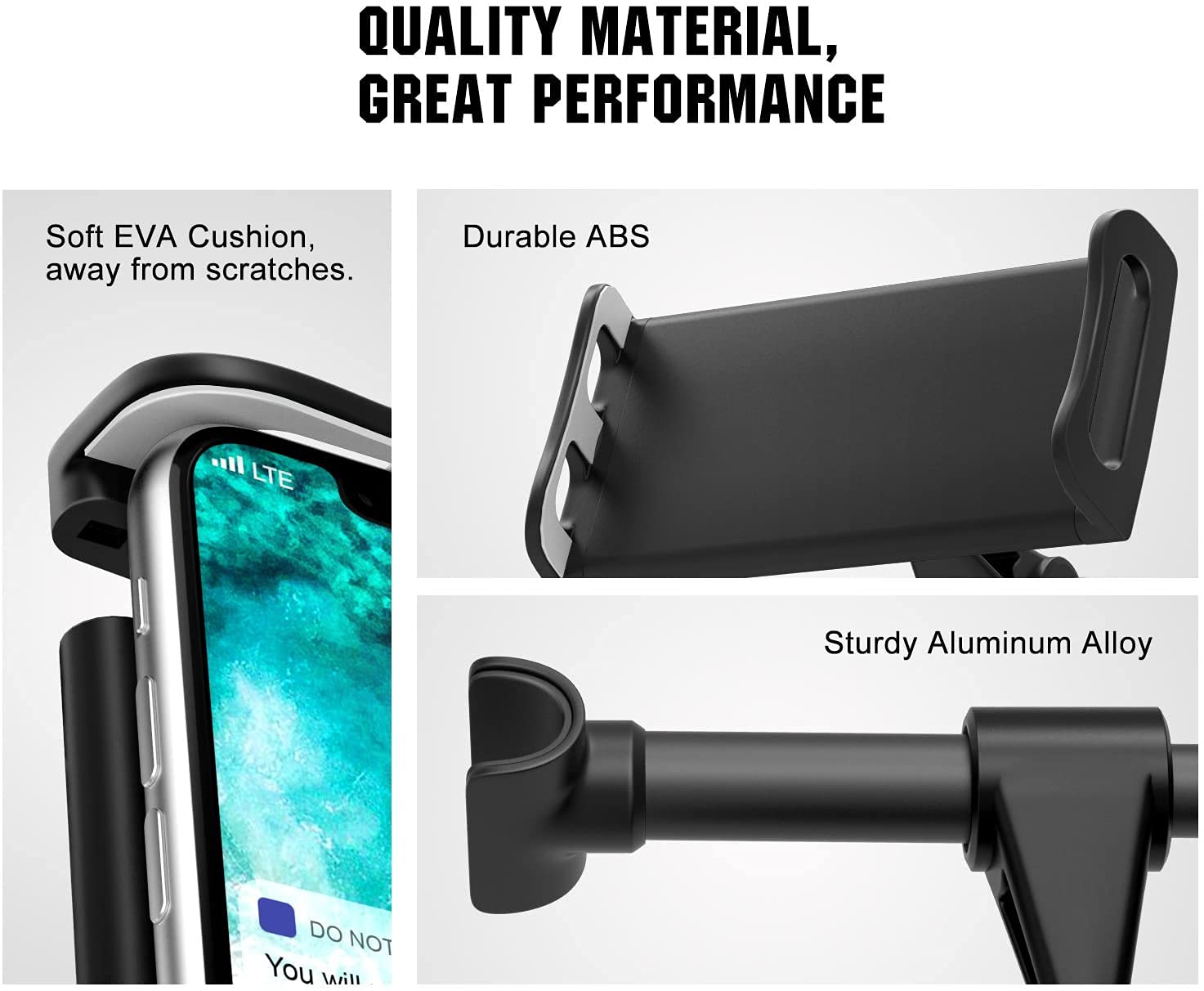 Salex Car Headrest Tablet Holder. Black Car Back Seat Baby Mobile Phone Holder. Universal Baby Head Rest Bracket For Kids. Adjustable Tablet Clamp Mount For Apple Iphone, Ipad Air Mini, Samsung Tab.