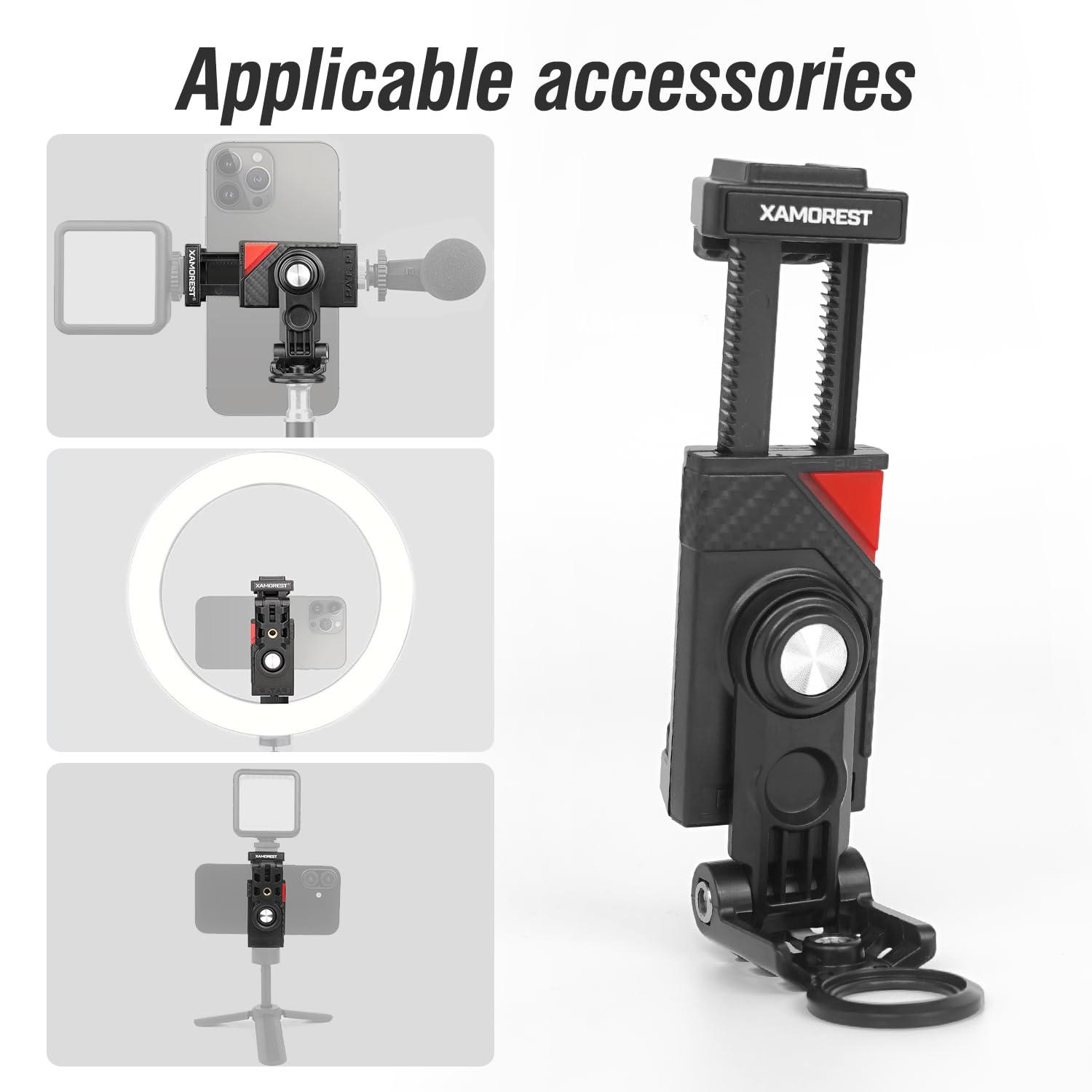 Xamorest Tripod Phone Mount, Phone Holder/Vertical And Horizontal Tripod Mount Adapter Rotatable Bracket With 1/4 Inch Screw/Adjustable Clip For Phone, Selfie Stick, Camera Stand
