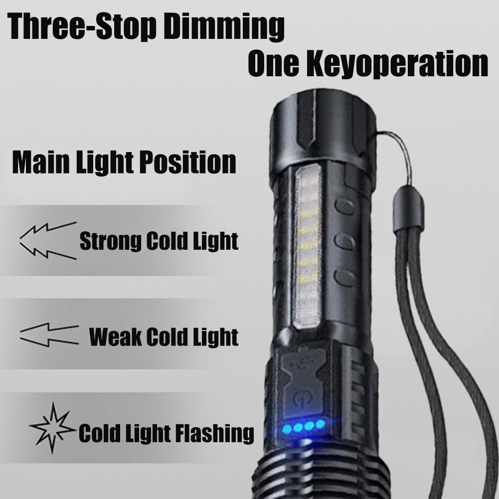 Bibifactory Benighty Flash Light, Flashlight High Lumens Rechargeable 2 Pack, Adjustable Lumen Super Bright Led Flashlights, Usb Ipx4 Waterproof Handheld Flashlights For Home Hiking Camping (1500 Mah,2Pcs)