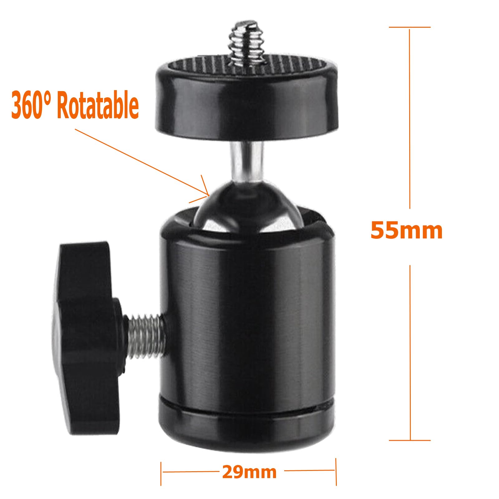Fotasy 2 Pcs 360° Rotating Swivel Mini Ball Head Ballhead With 1/4" Screw, Mount Bracket Holder Tripod, Aluminium Alloy 2.5Oz Light Weight, Loads 4 Lbs, Compatible With Dslr Smartphone, Action Cameras