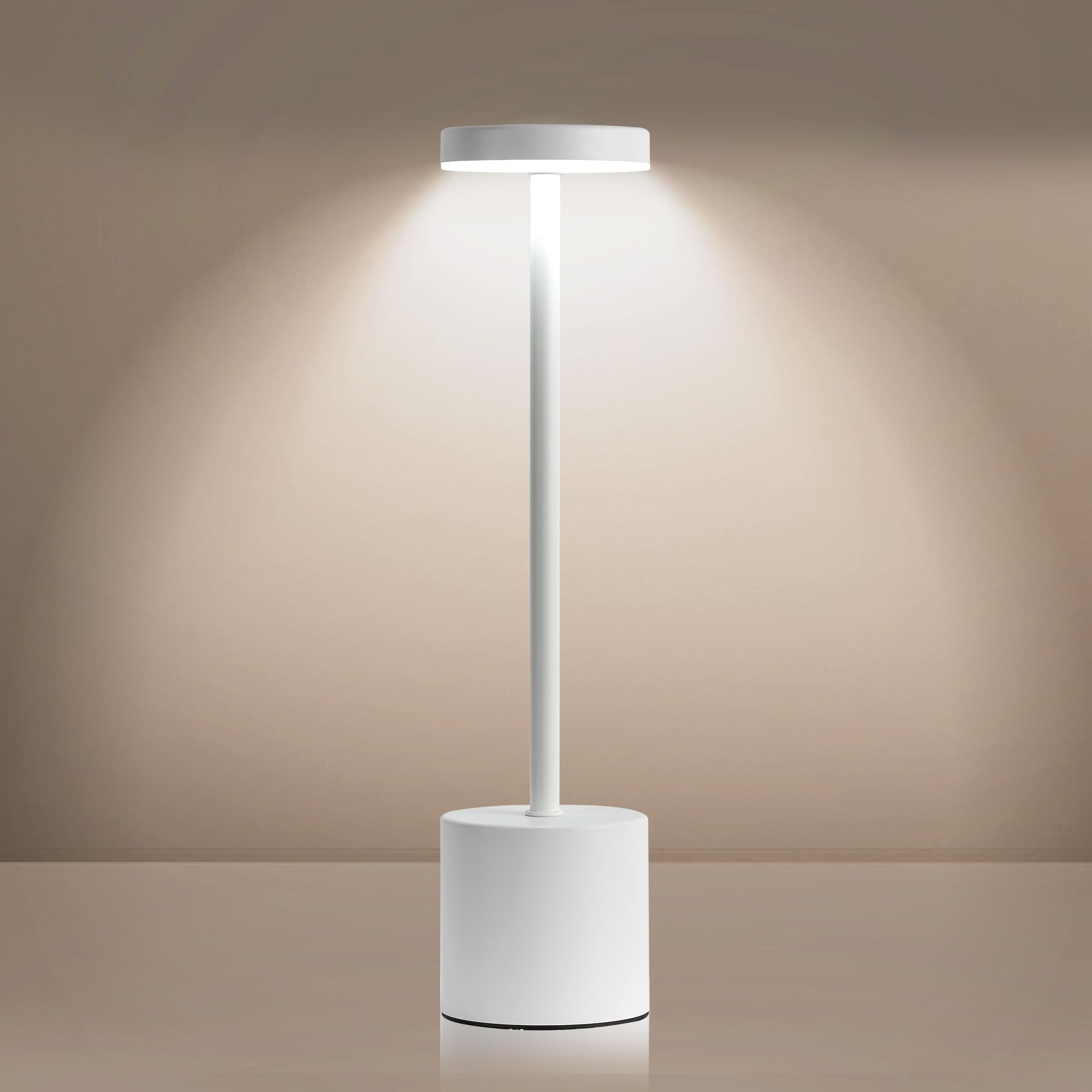 Masuper Cordless Table Lamps, Rechargeable Lamps, Touch Control, 3 Color Temperature, Stepless Dimmable, Led Portable Wireless Lamp, Battery Operated Lamp(White-1)