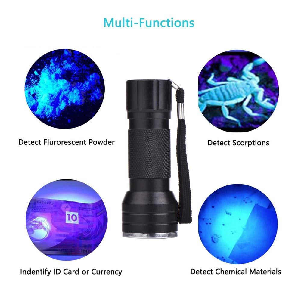 Optimal Shop Uv Flashlight, 4 Pack Uv Light 21 Led Uv Blacklight Flashlight Detector For Dogs, Pet Stain Detector, Dog Urine Remover, Bed Bug Detector-Black (4 Pack)
