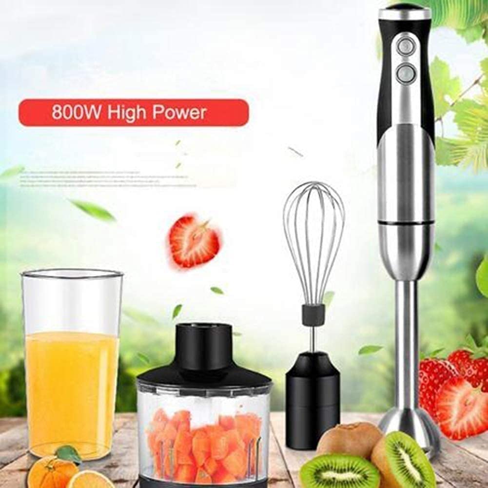 Zhykll 5-In-1 Immersion Blender Hand Blender, 800W 2-Speed Powerful Stainless Steel Stick Blender With Milk Frother,Egg Whisk, Chopper And With Lid