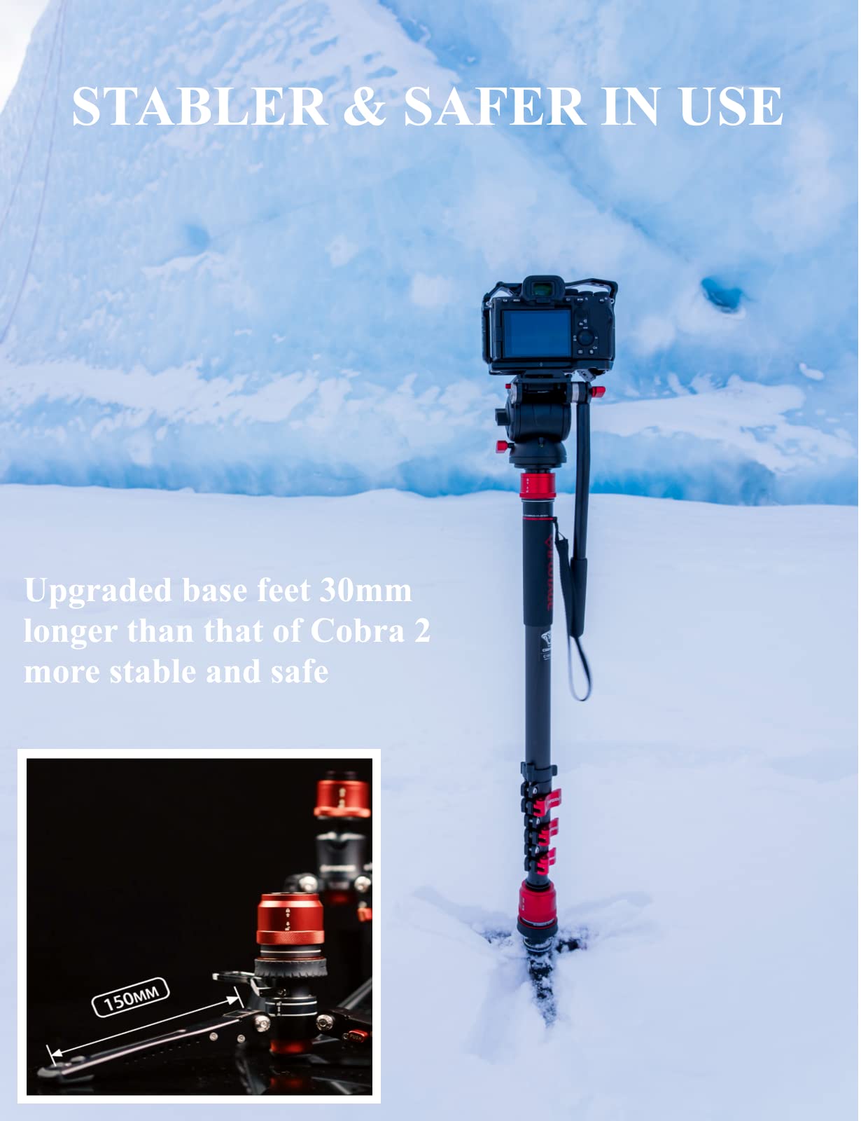 Ifootage Cobra 3 Pedal Base, Mini Tripod Tabletop Desktop, Aluminum Low Profile, Payload 17.6 Lbs, Cb3 Base-P