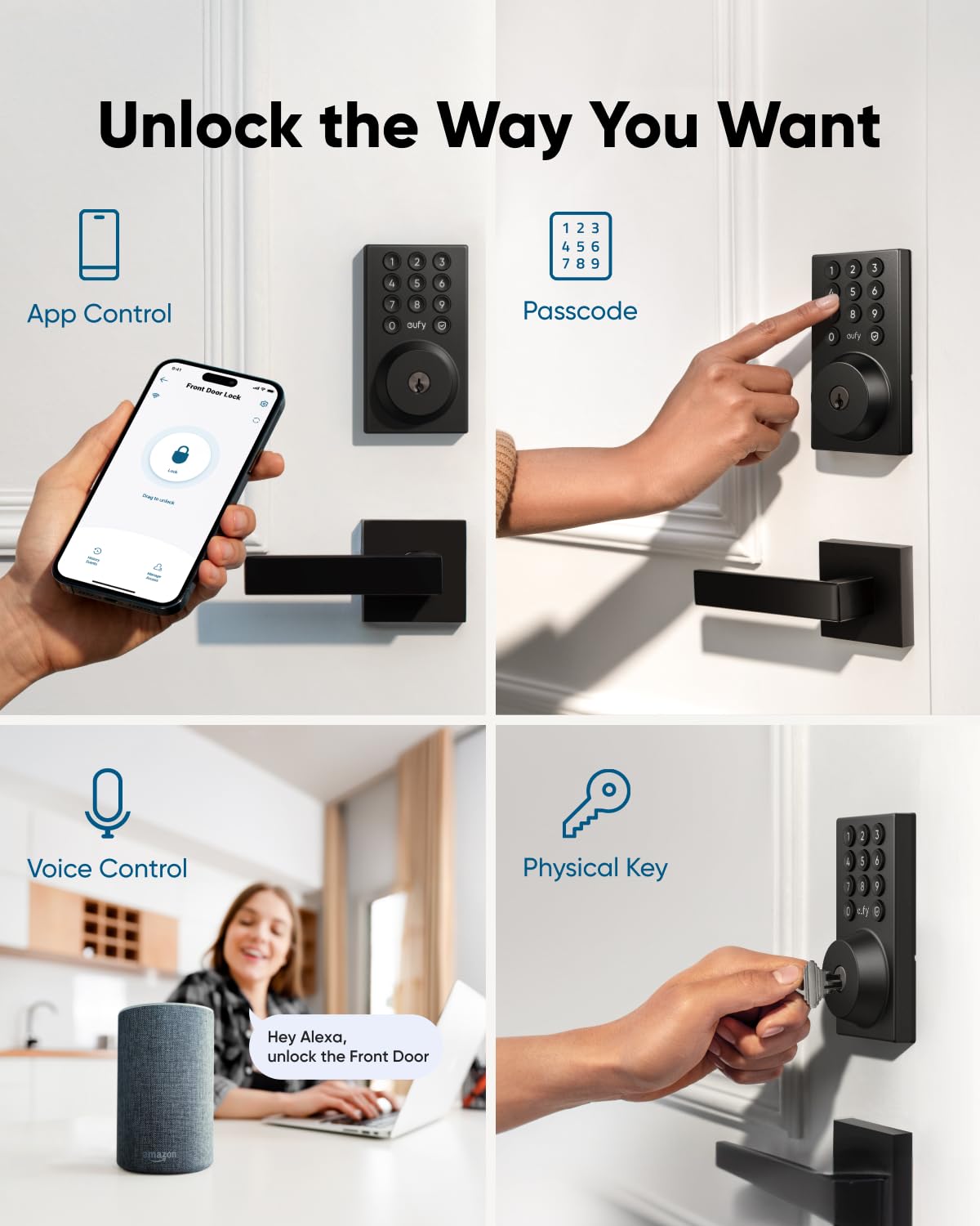 Eufy Security Smart Lock C30, Keyless Entry, Built-In Wifi Deadbolt For Front Door, No Bridge Required, Easy Installation, App Remote Control, Auto Lock