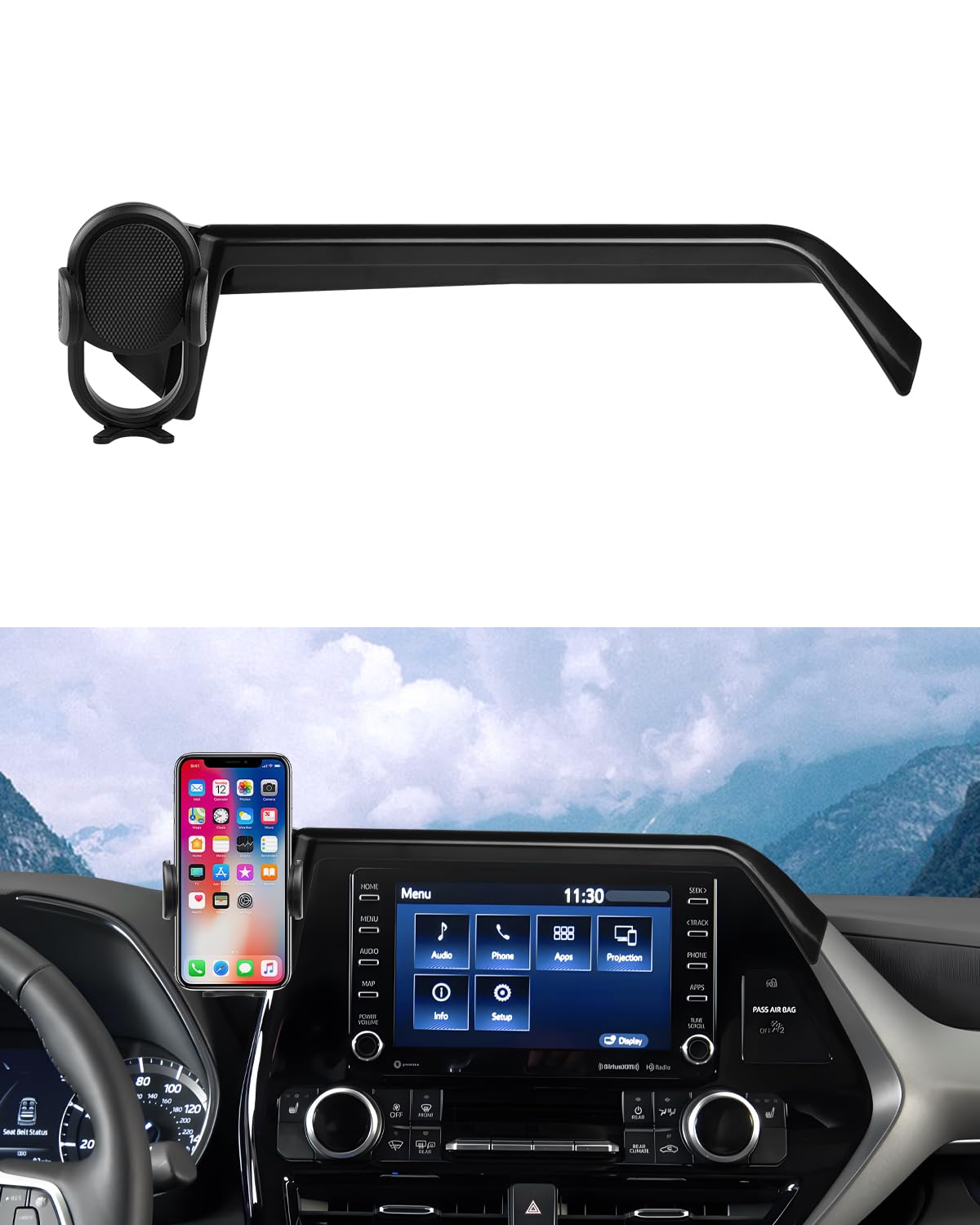 Autorder Custom Fit For Car Phone Holder 2020- Toyota Highlander Accessories Phone Mount 8" Screen Cell Phone Automobile Cradles Hands- 360 Degree Rotation