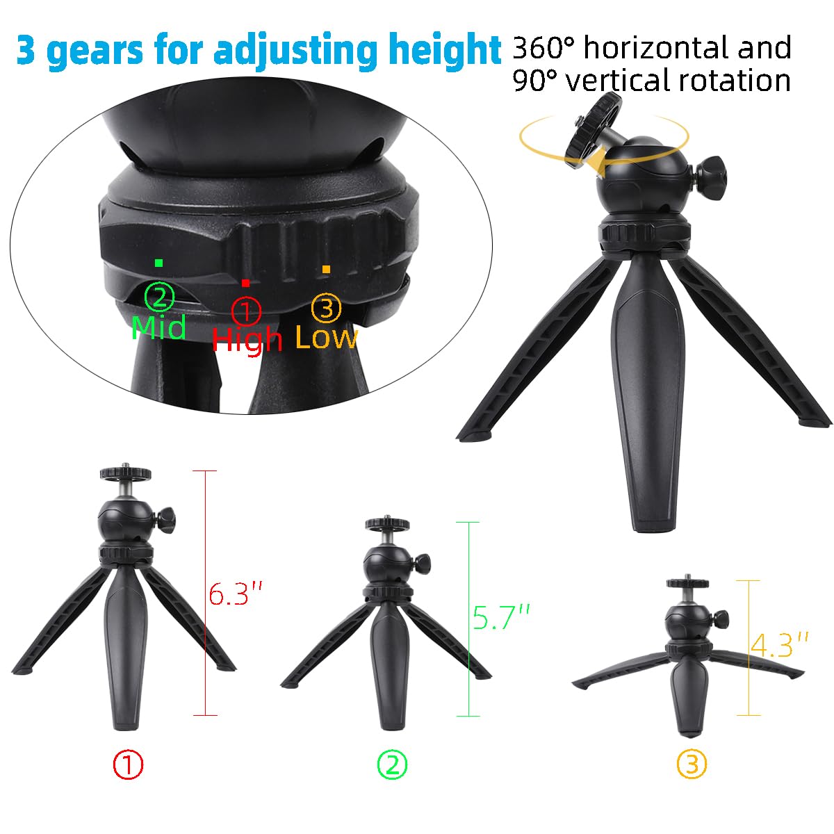 Leenconghui Magnetic Tabletop Mini Tripod Compatible With Magsafe Iphone 15 Pro Max Plus 14 13 12 Series, Lightweight Tripod Stand With 360° Ball Head For Video Recording Vlogging Selfie