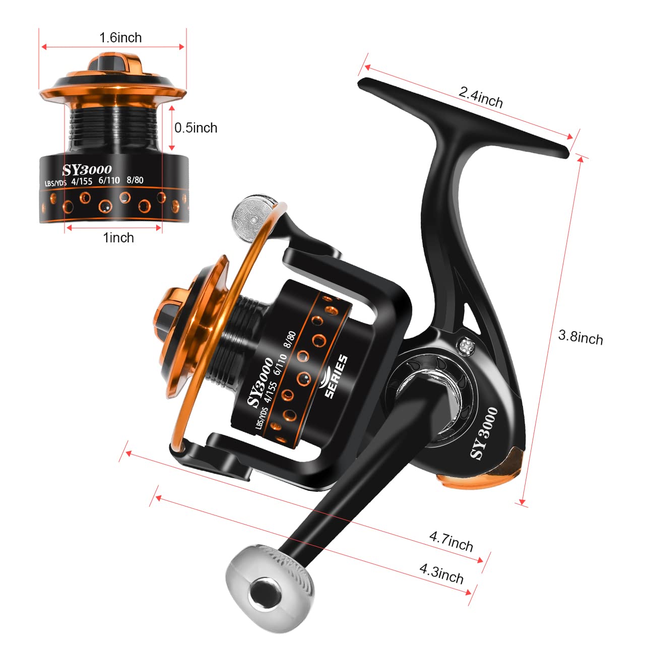 Qingler Summer and Centron Spinning Reels, 12 +1 BB Light Weight & Ultra Smooth Reel for Ice/Summer 3000/1000 Fishing Reel