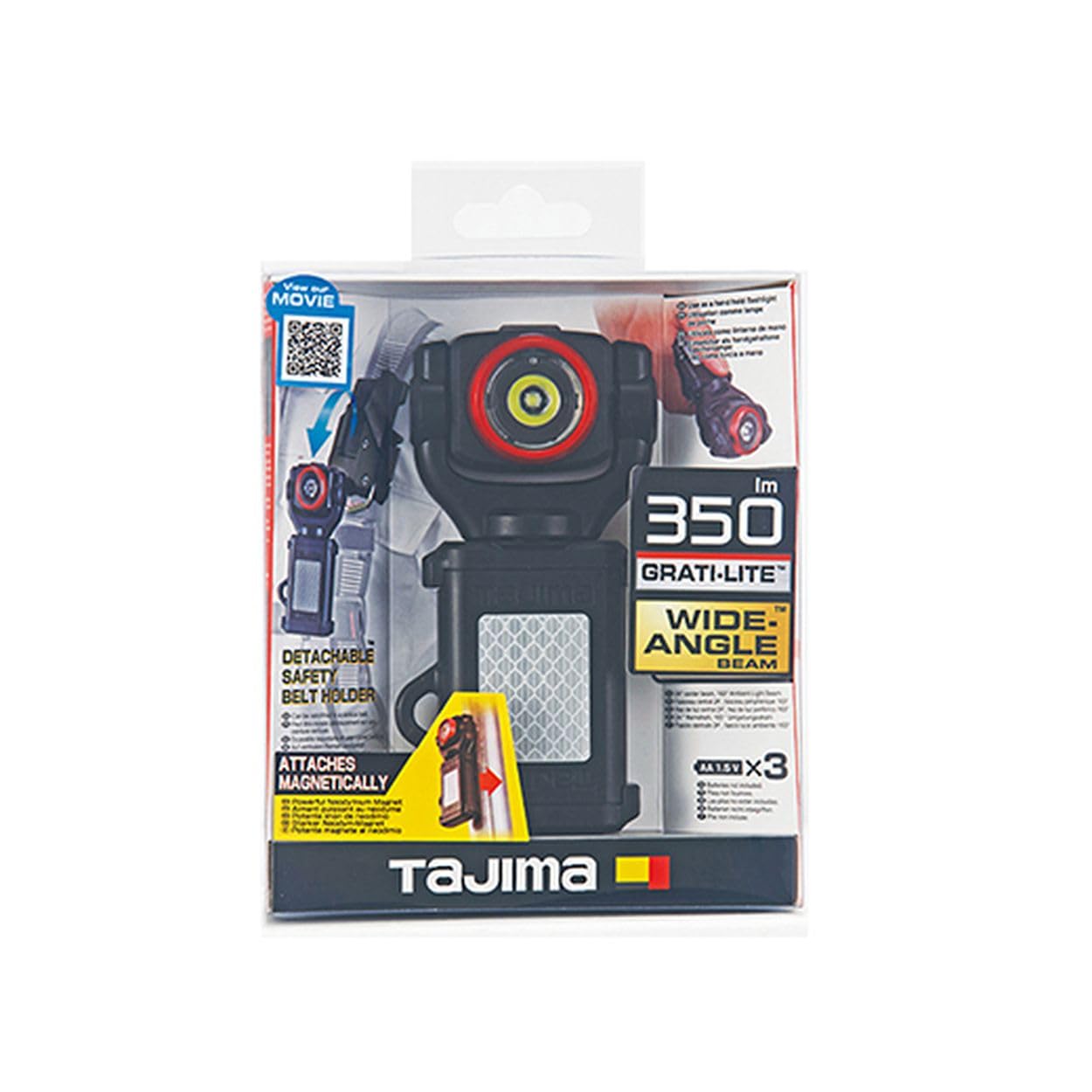 Tajima Grati-Lite Work Light - 350 Lumen Multi Functional Flashlight With 3 Brightness Modes & Neodymium Magnetic Mount - Le-Sf351D