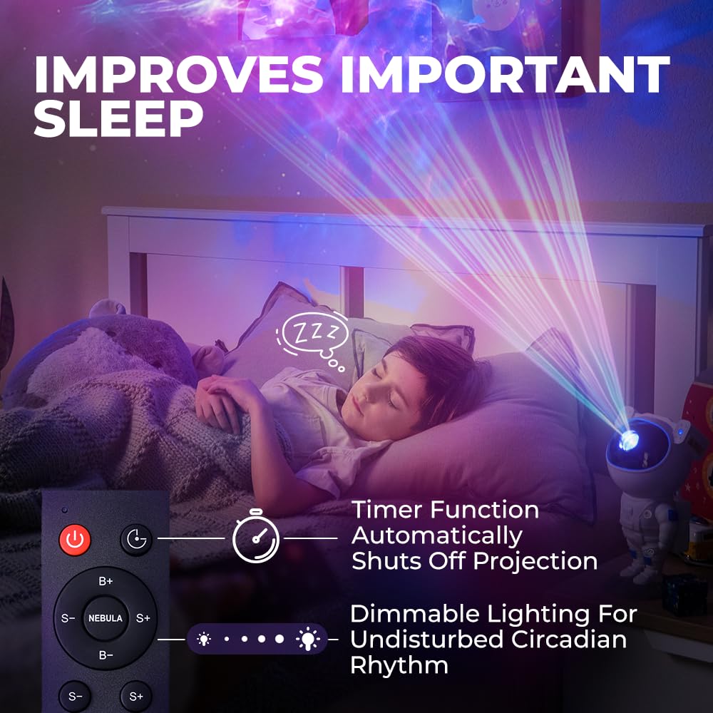 Mind-Glowing Astronaut Galaxy Projector - Spaceman Projector With Remote, Timer, Star & Nebula Modes - Dimmable Astronaut Night Light For Kids Space Decor - Cool Birthday  For Any Year Old Boys