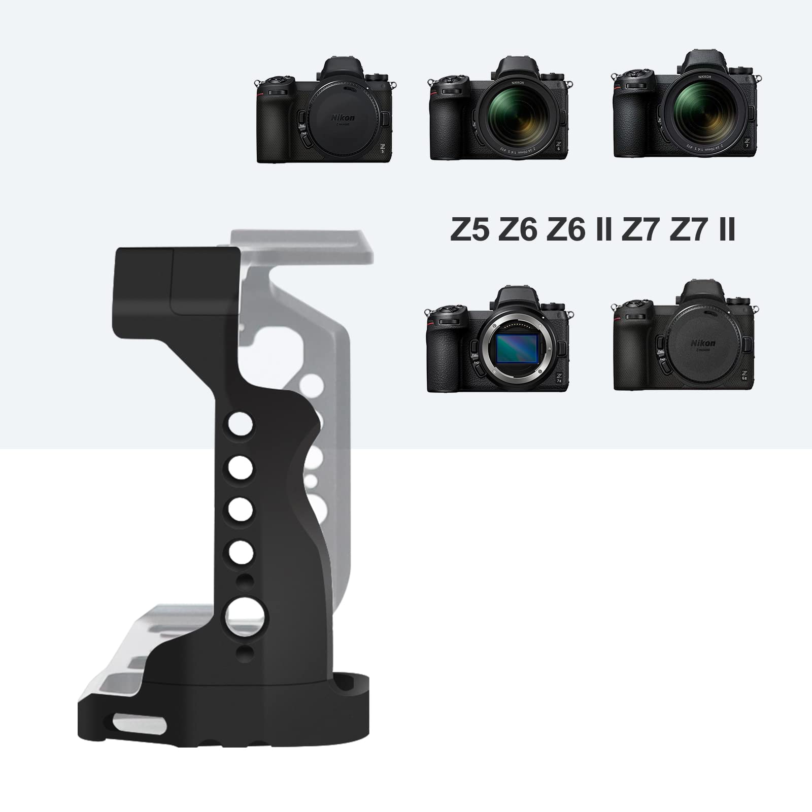 Fugasun Z5/Z6/Z6 Ii/Z7/Z7 Ii/Z6 Iii Camera Cage Stabilizer,Z5/Z6/Z6 Ii/Z7/Z6 Iii/Z7 Ii Cage Stabilizer For Nikon Z6 Iii/Z7 Ii Camera Case With Cold Shoe Interface,Compatible With Arca Interface.