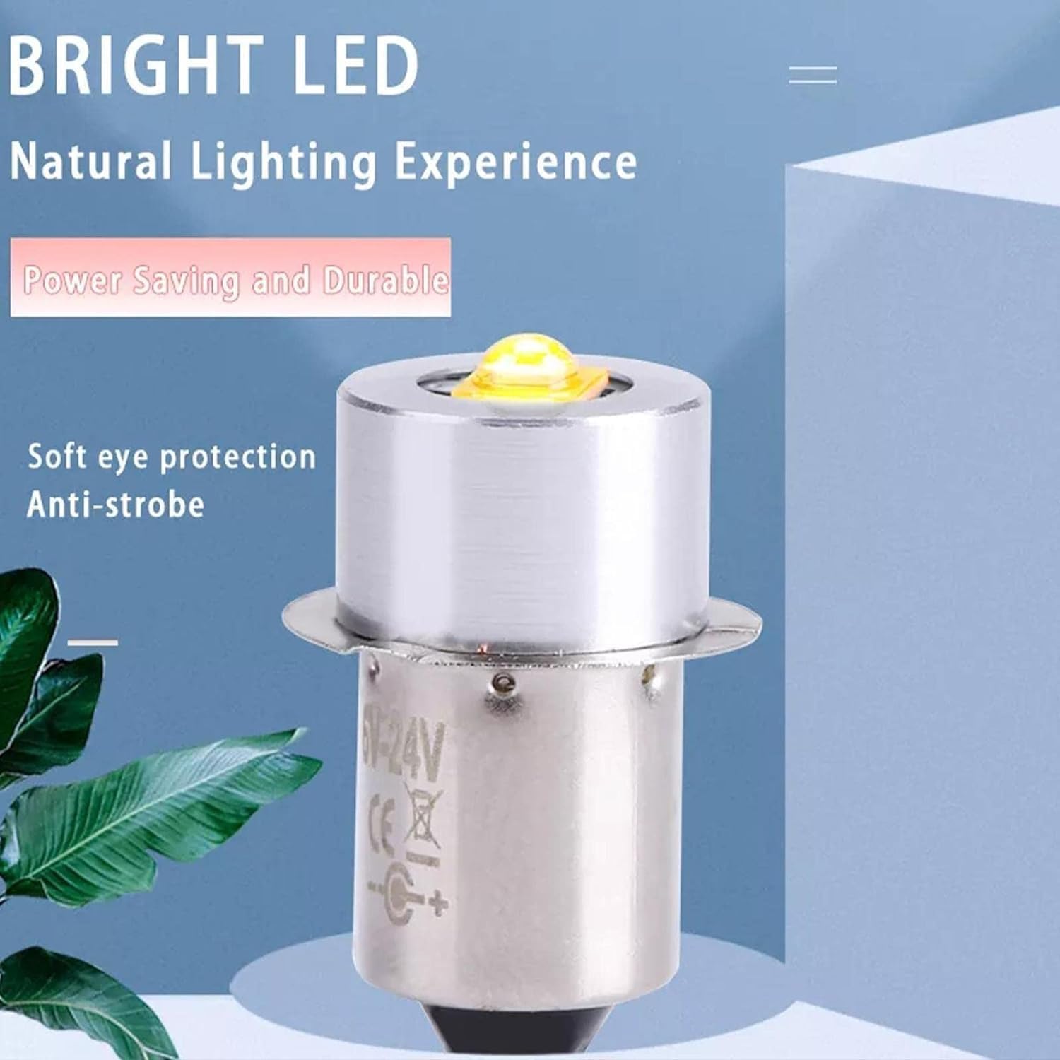Jinshining 4Pcs Silver P13.5S Mag Light Led Bulb 3-6 C&D Cells Torch Flashlight Led Converter 6V White 12V 3V 9V 18V White/Warm 24V 4.5V, Handheld Flashlights
