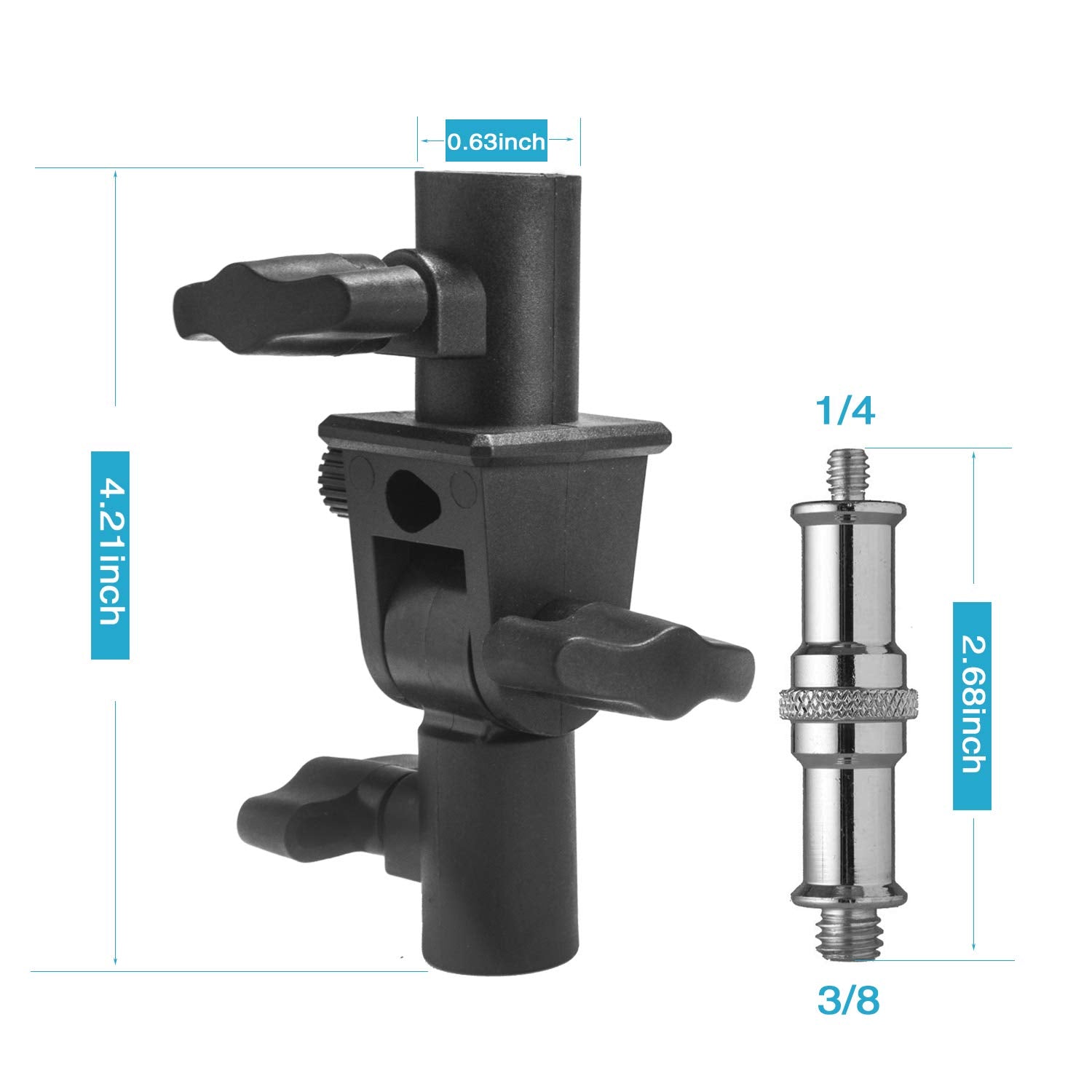 Wellmaking Light Stand, 72 Inches Led Light Stand Reverse Folding Light Tripod, 2 Pieces Standard 1/4 To 3/8 Inch Metal Male Convertor Threaded Screw Adapter Spigot Stud & U-Shape Swivel Mount Bracket