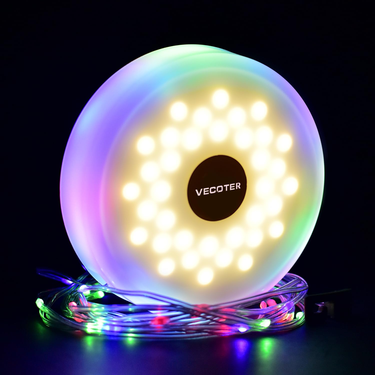 Vecoter Solar Camping String Lights 1-Pack, 2 In 1 Rechargeable Camping Lights With 5 Modes, Waterproof Portable Tent Lighting For Outdoor Hiking Garden Party Festival Decor, 32.8Ft