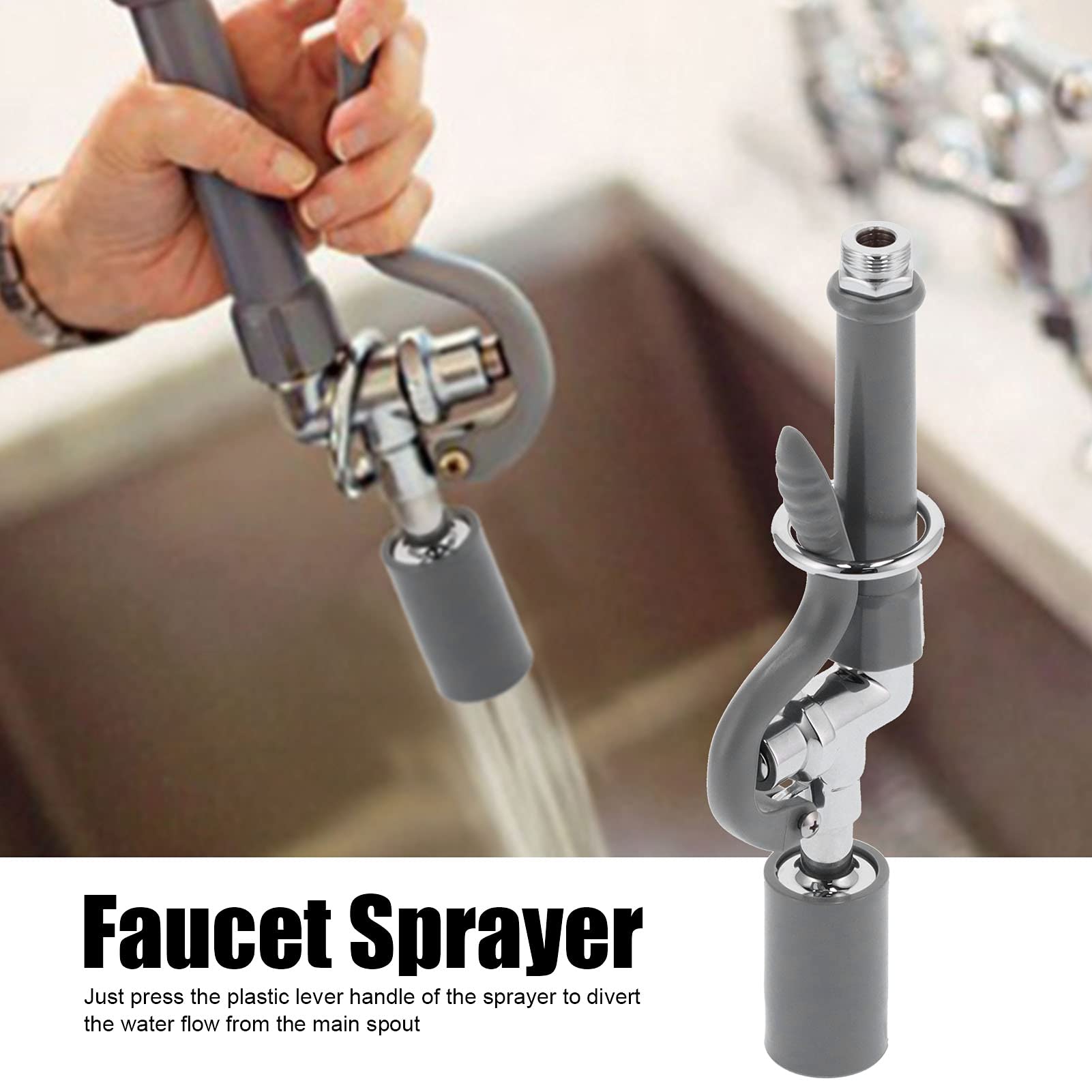 Shanrya Sink Sprayer, Sink Sprayer Commercial Sink Sprayer Kitchen Sprayer Commercial Faucet Sprayer Assembly Sink Sprayer High Pressure Rinse Faucet Spray Accessory Gray