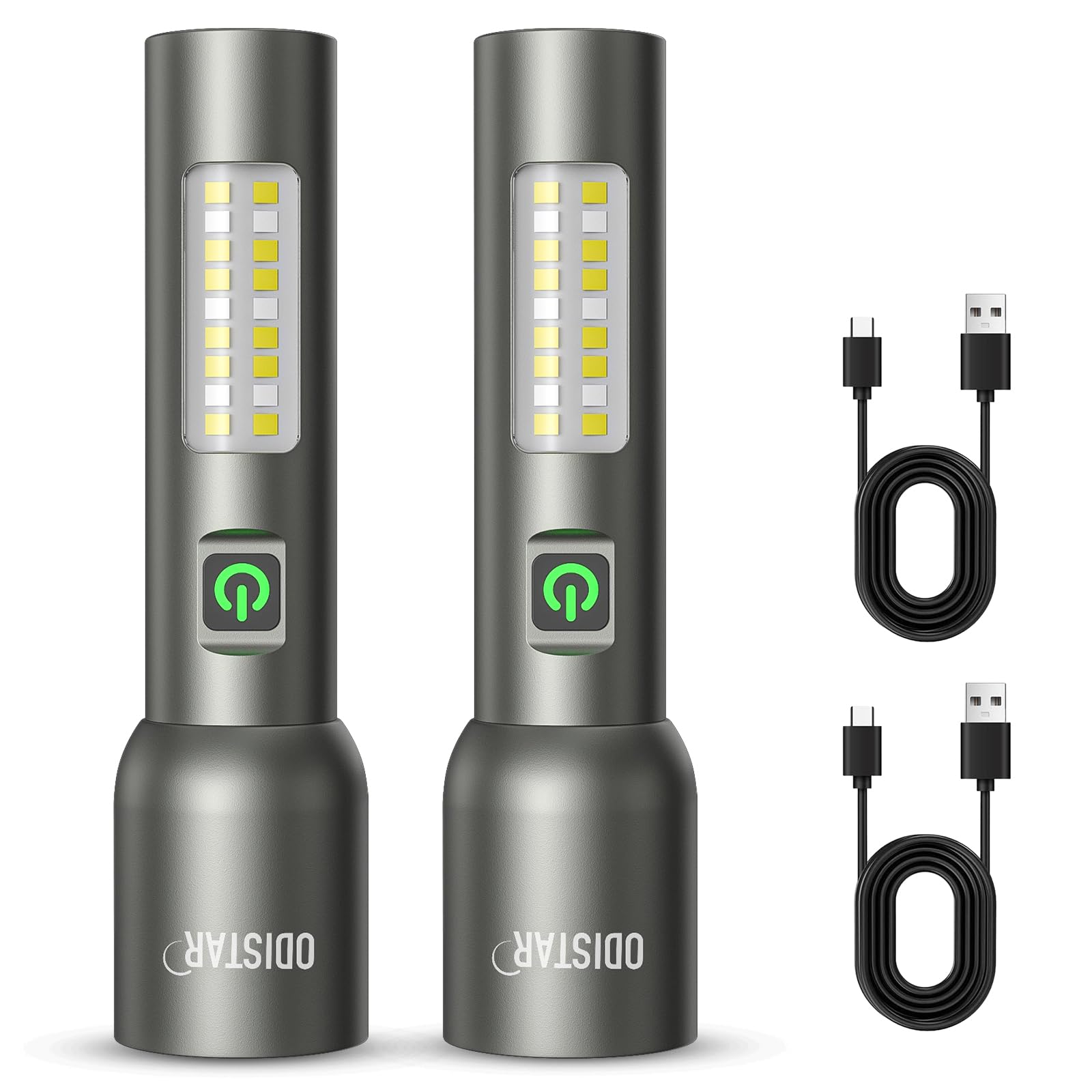 Odistar Flashlight High Lumens Rechargeable, 2000 Lumen Super Bright Led Flashlights With 7 Light Modes, Ipx6 Waterproof, Powerful Handheld Flash Light For Camping Home Emergencies（2 Pack）