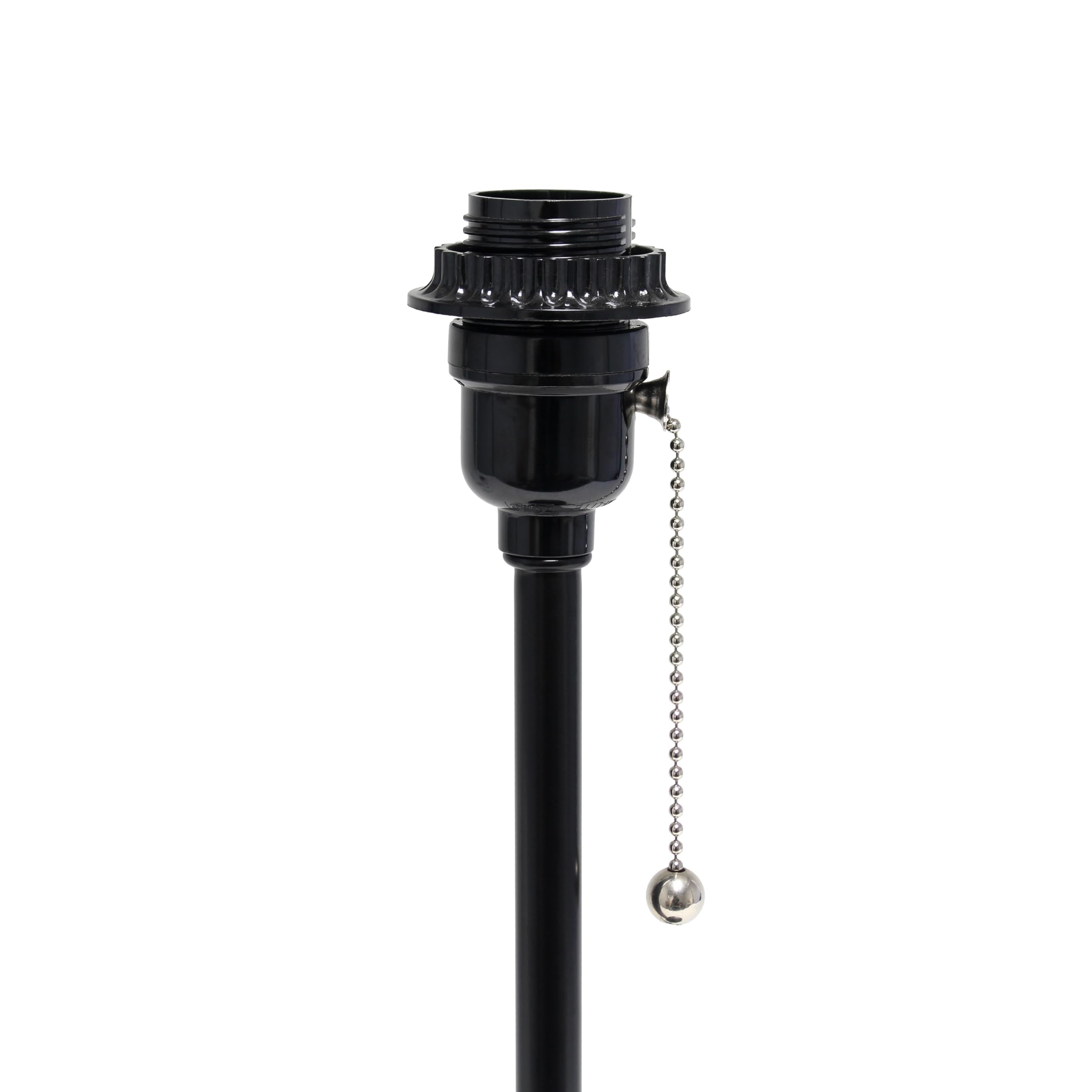 Creekwood Home Oslo 19.5" Contemporary Bedside Power Outlet Base Standard Metal Table Desk Lamp In Black With White Drum Fabric Shade For Home Décor With Feit Led Bulb