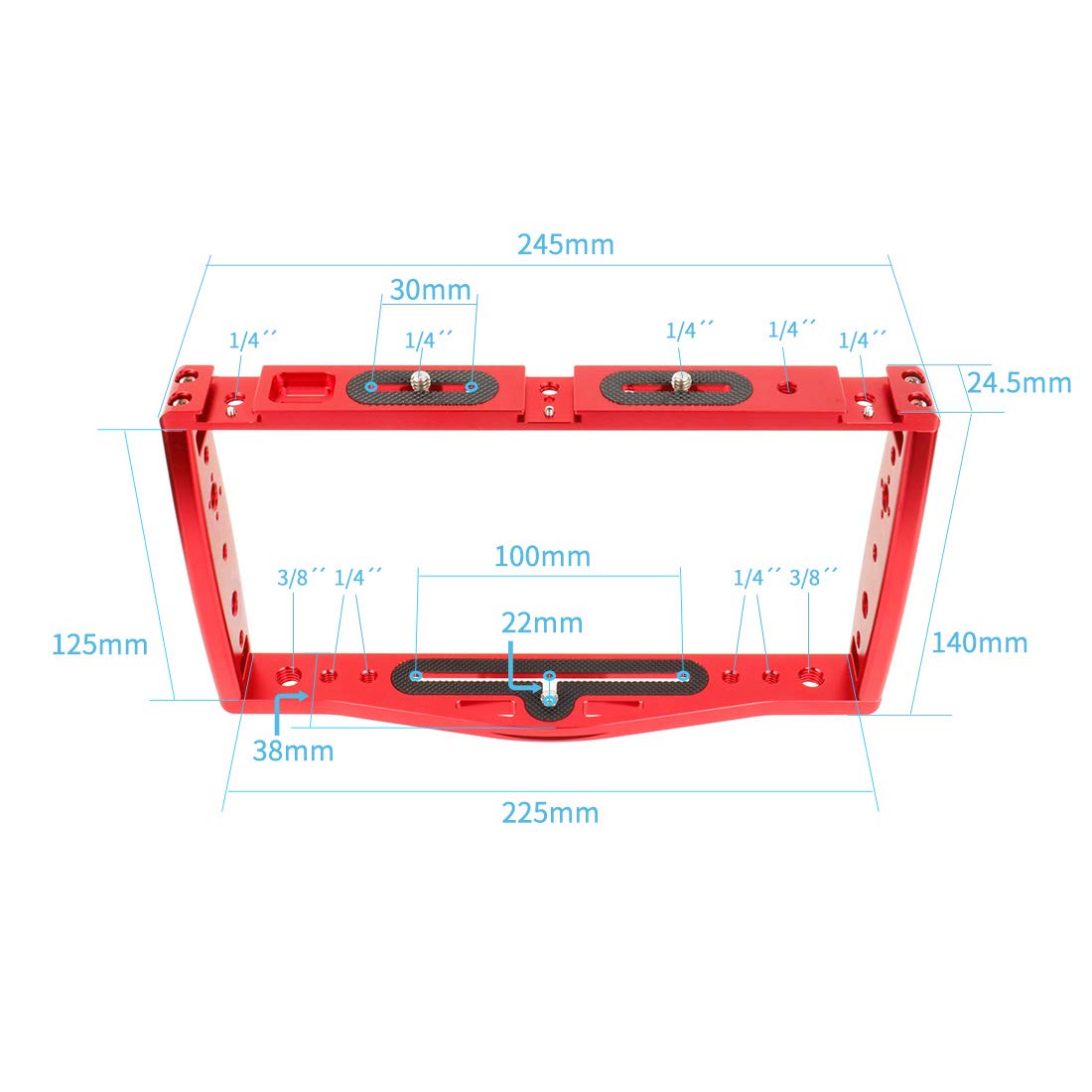 Novelgoal Aluminum Stabilizer Expanded Accessories Dual Hand Held Diving Support For Cell Phone For Sports Camera Hero 13 (Red)